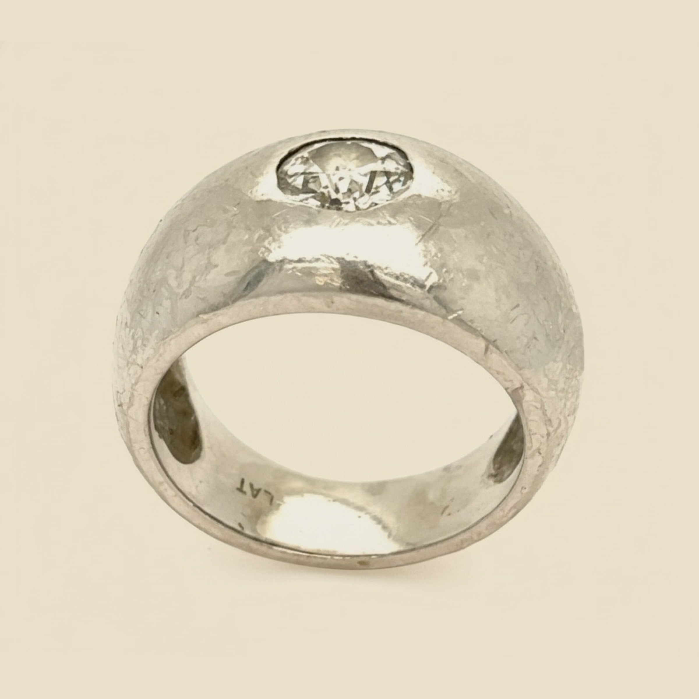 Gent's Heavy Platinum Diamond Solitaire Ring