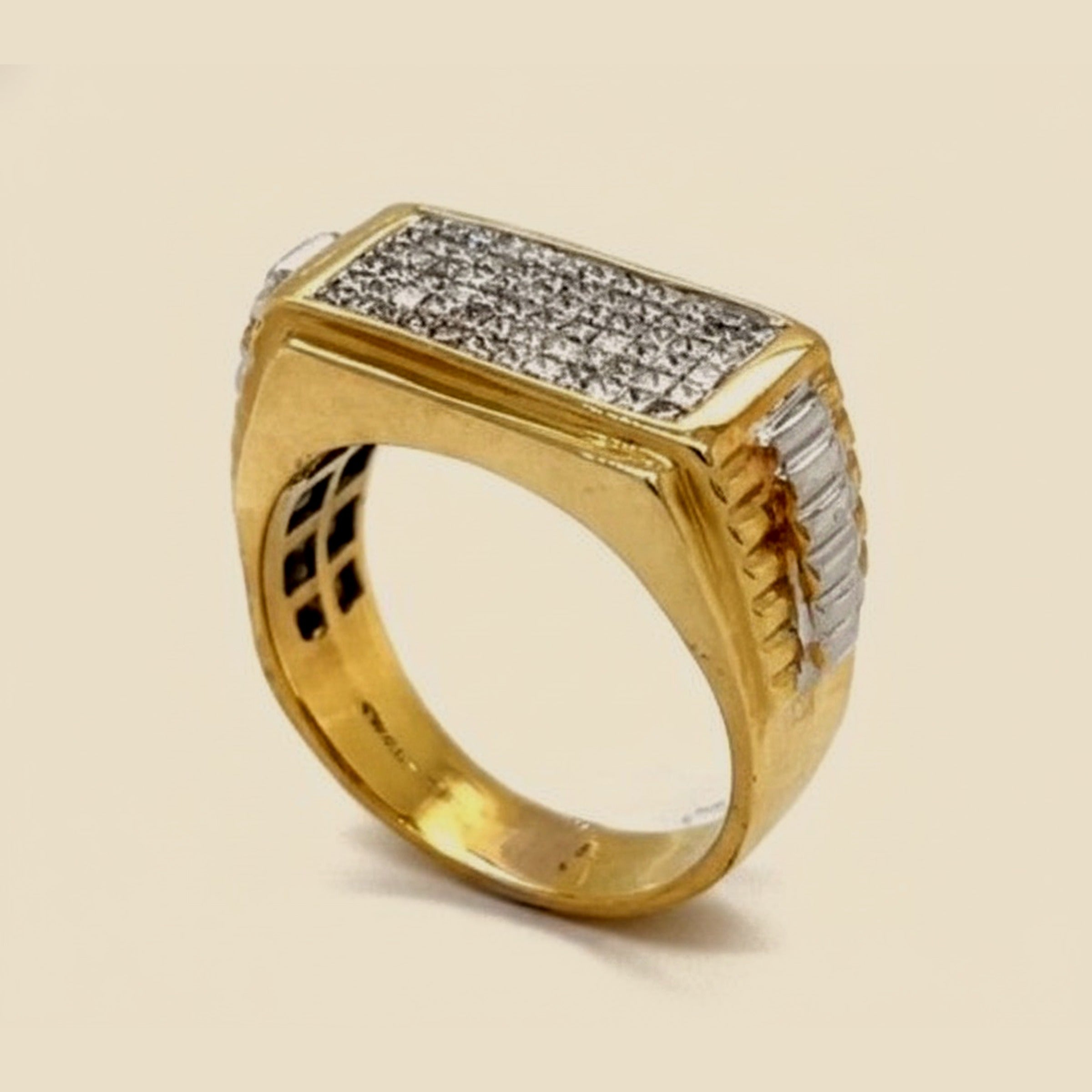 Gent's Two Tone 14k Diamond Cluster Ring