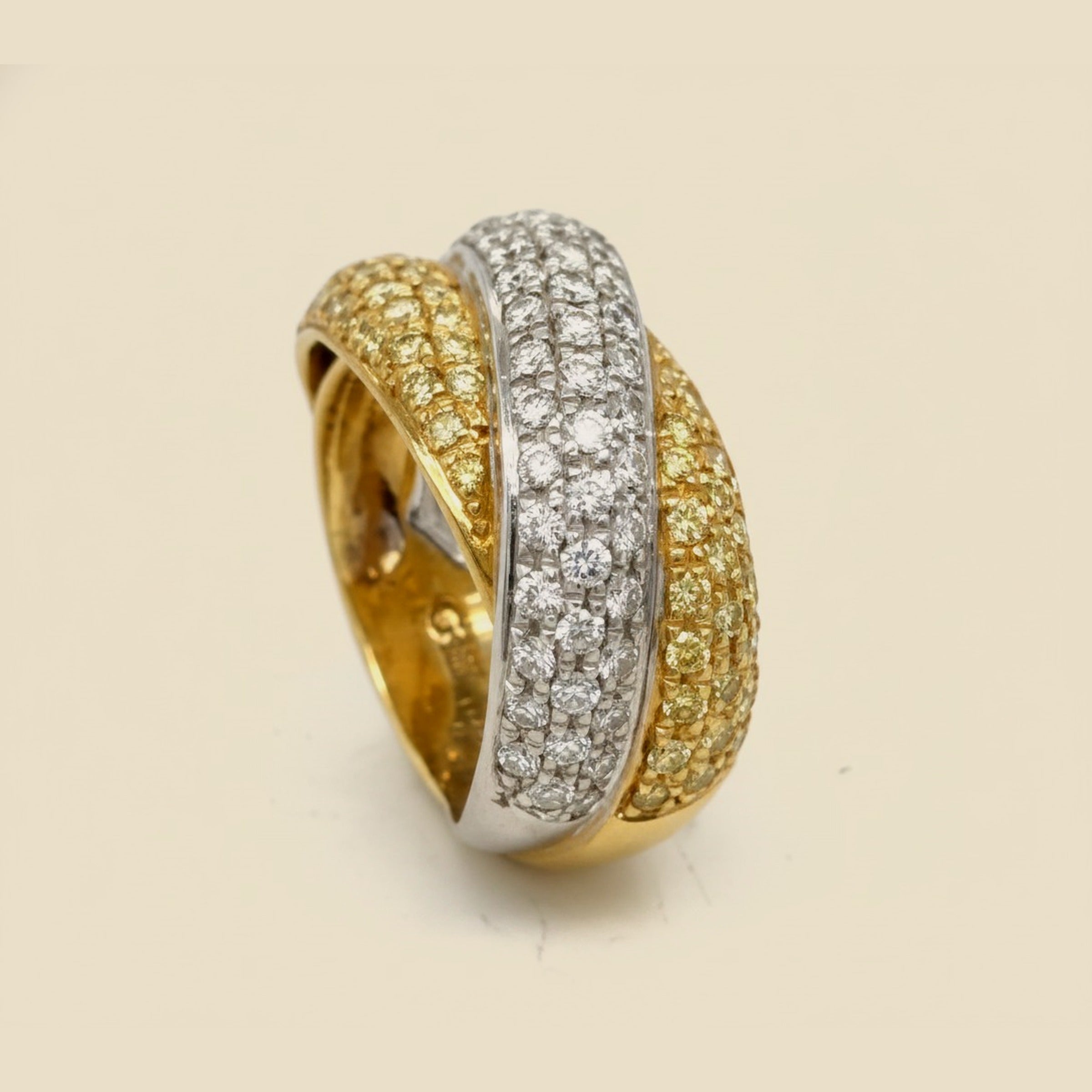 Greg Ruth Two Tone Diamond Cross Over Ring