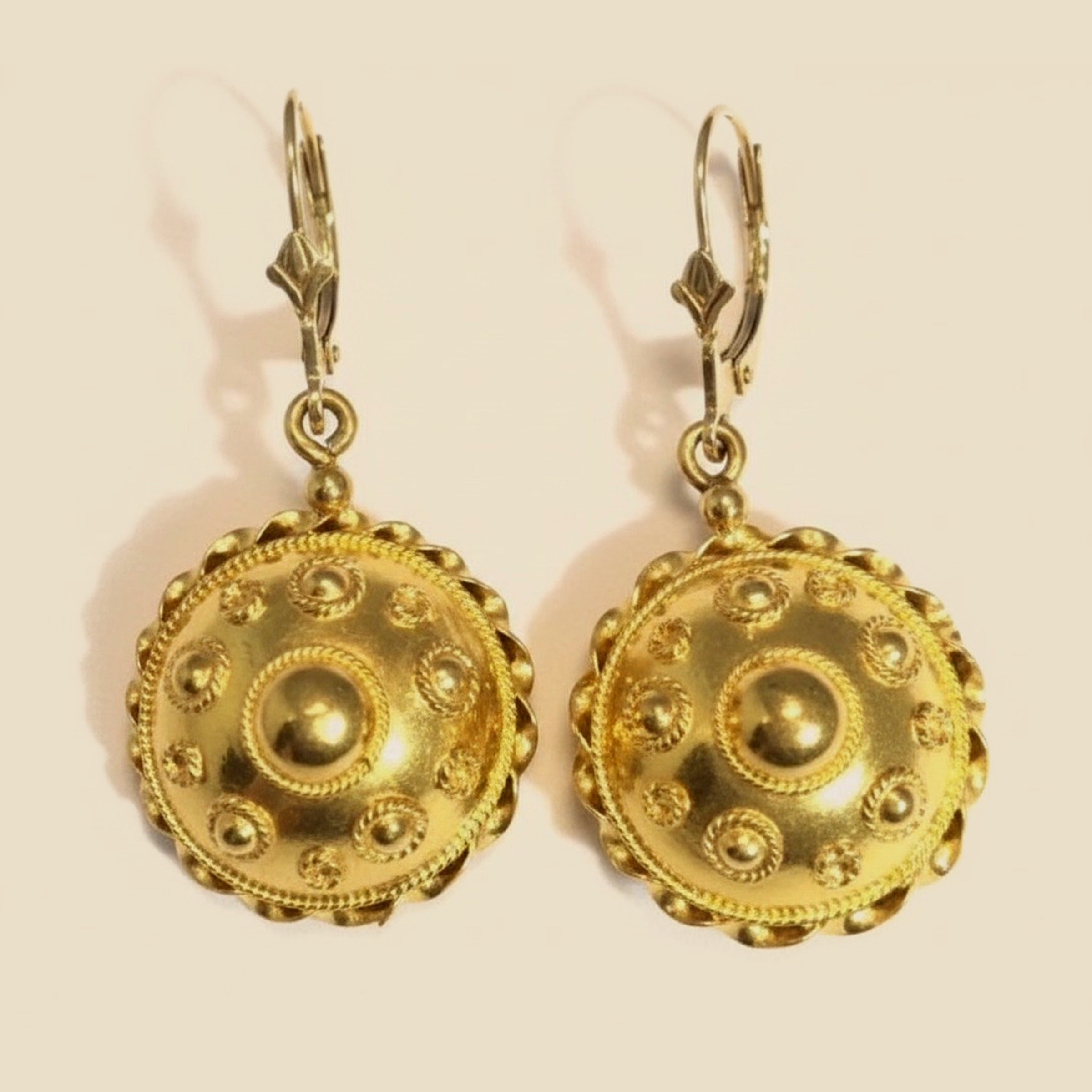 Handmade Yellow Gold Hanging Earrings – Empire Diamond