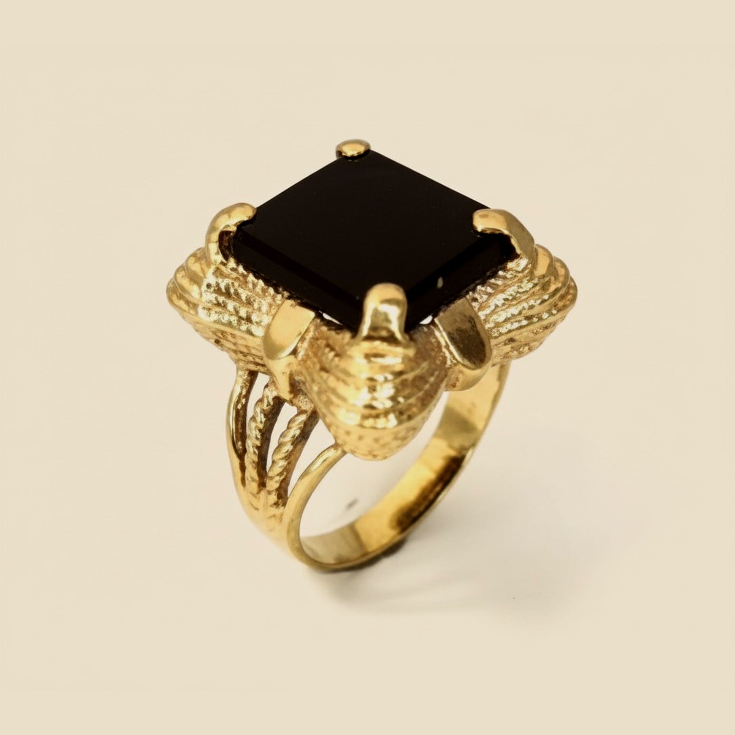 Heavy Yellow Gold Onyx Ring – Empire Diamond – view 2