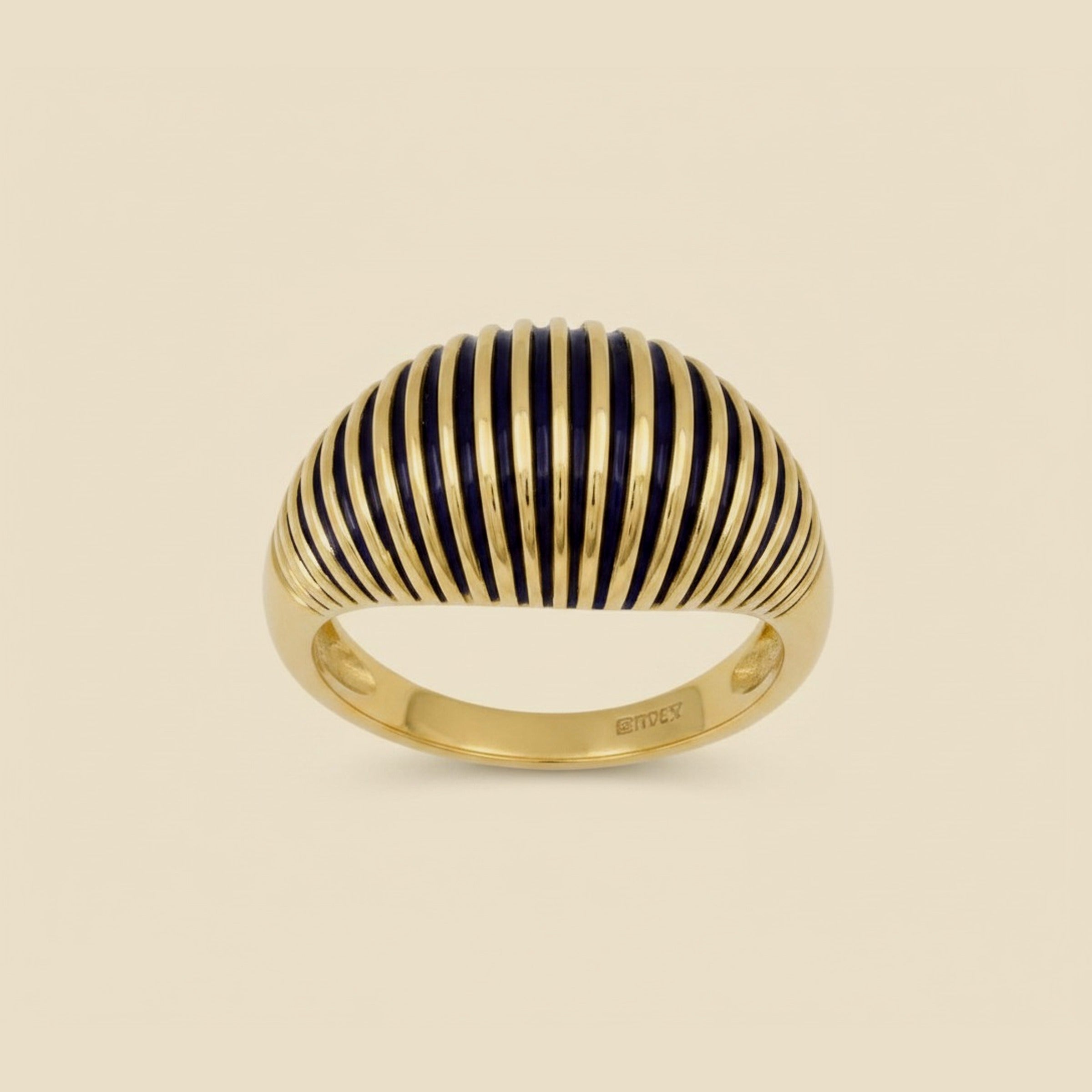 Italy, Yellow Gold Ribbed Dome Ring – Empire Diamond – view 2