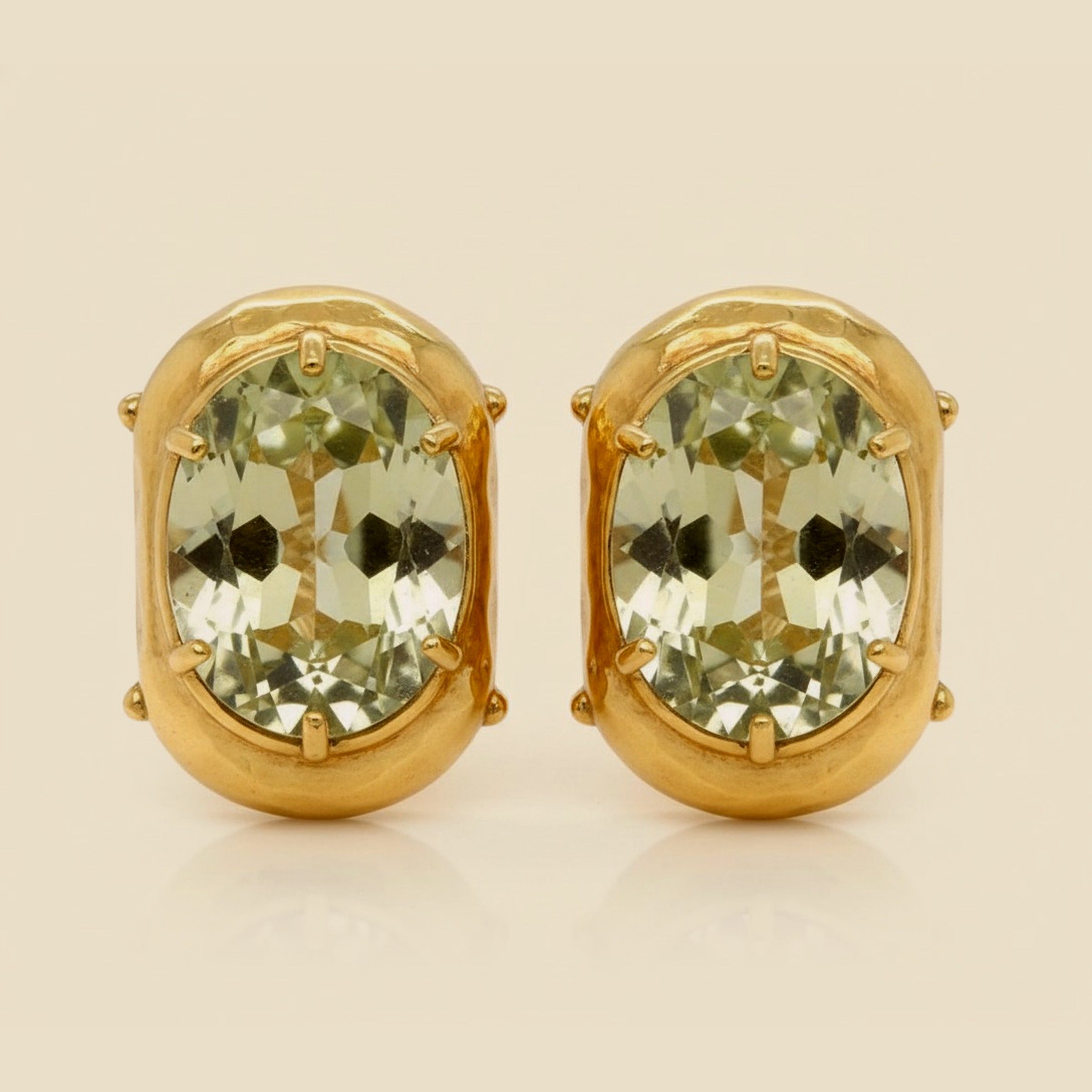 Large Hammered Yellow Gold Citrine Earrings – Empire Diamond