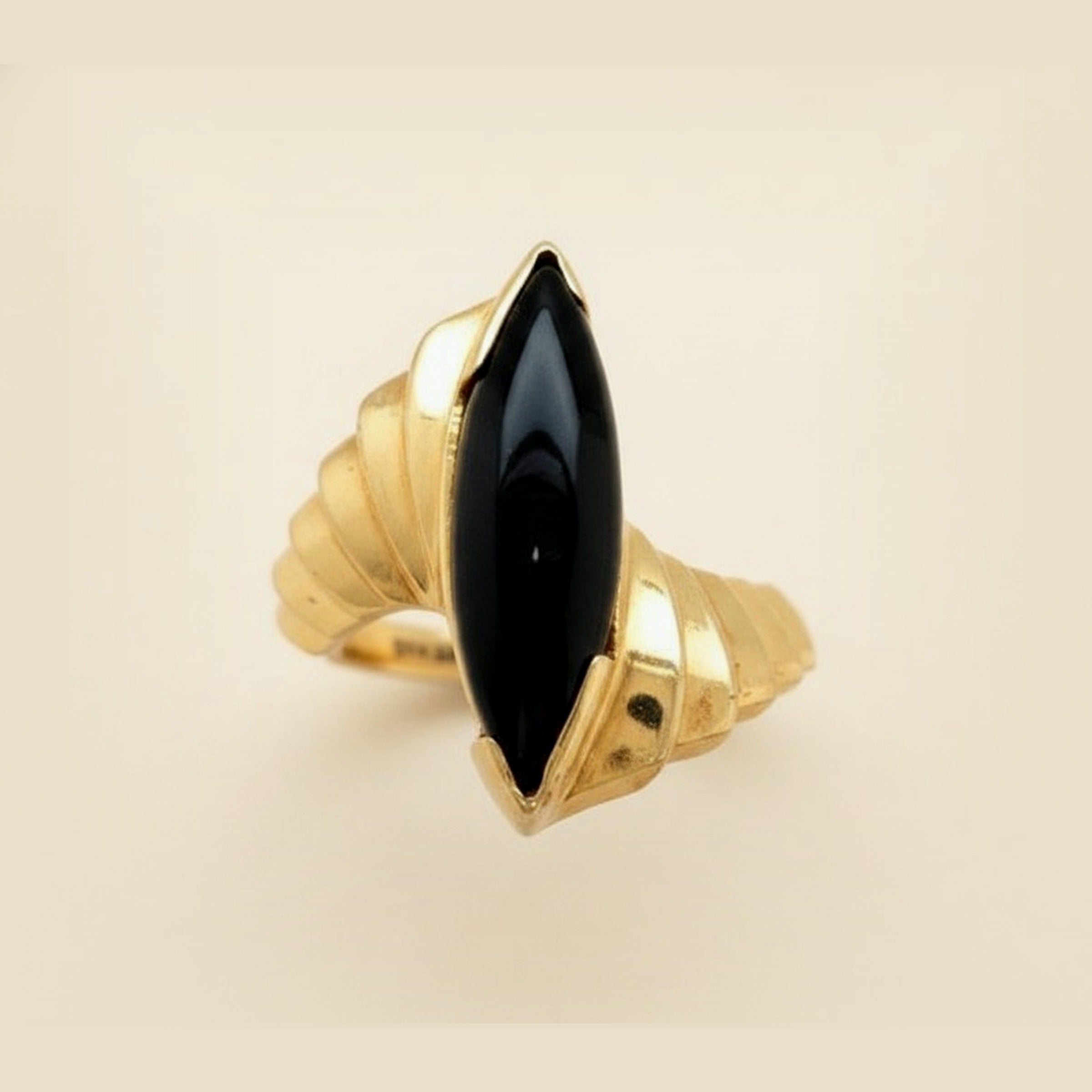 Marquise Shaped Ridged Bypass Ring