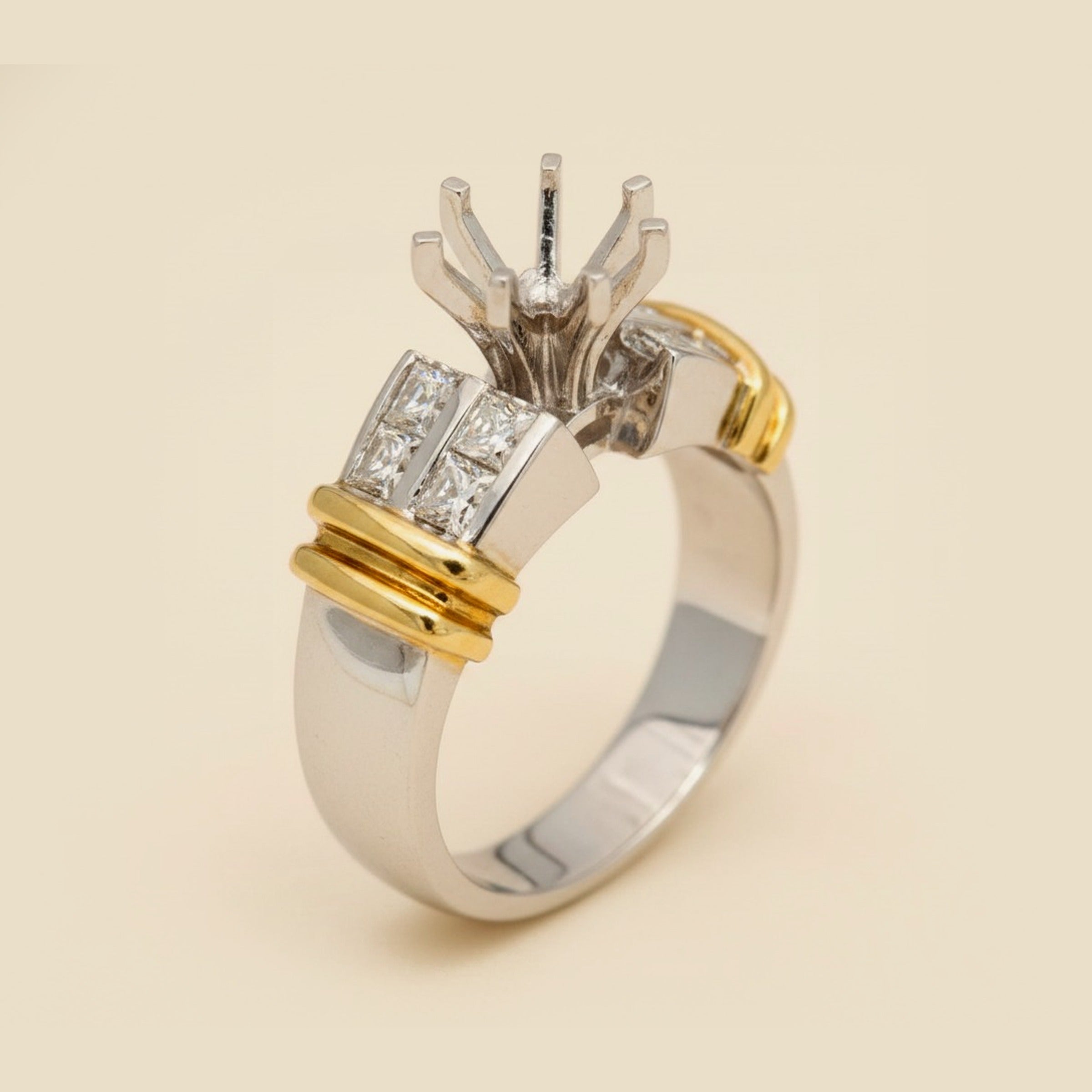 Martin Flyer 6 Prong Platinum & Yellow Gold Diamond Setting
