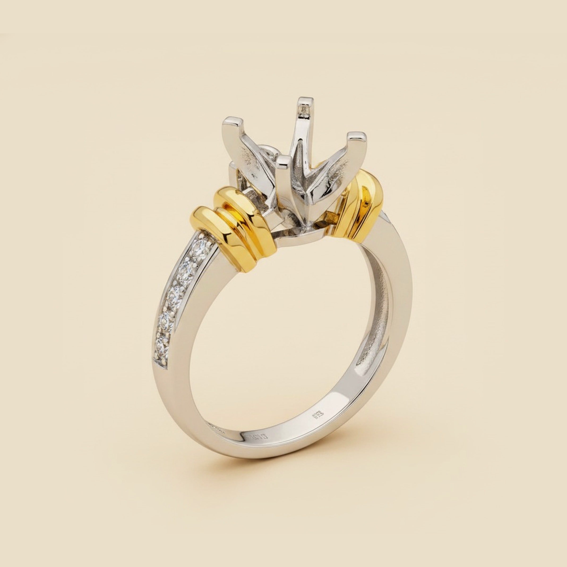 Martin Flyer 6 Prong Platinum & Yellow Gold Diamond Setting