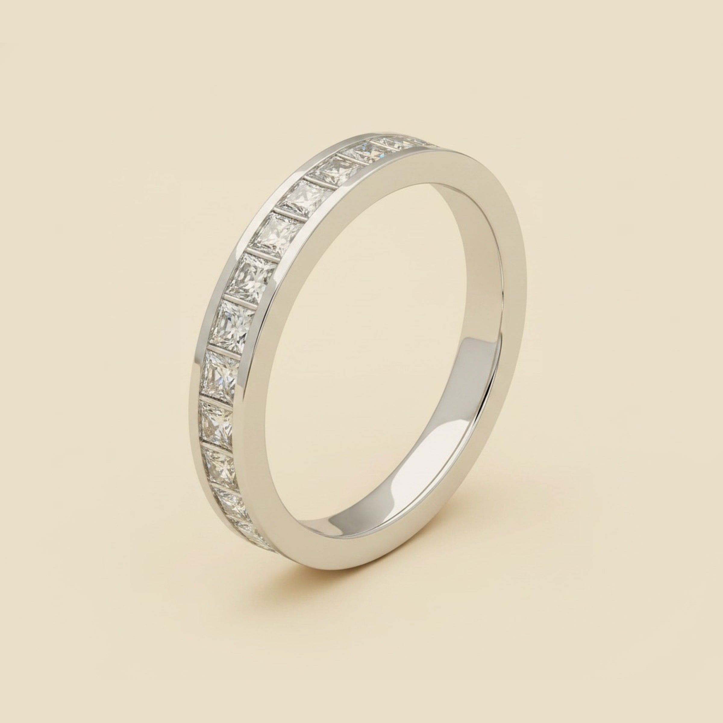 Martin Flyer Platinum Channel Set Diamond Wedding Band