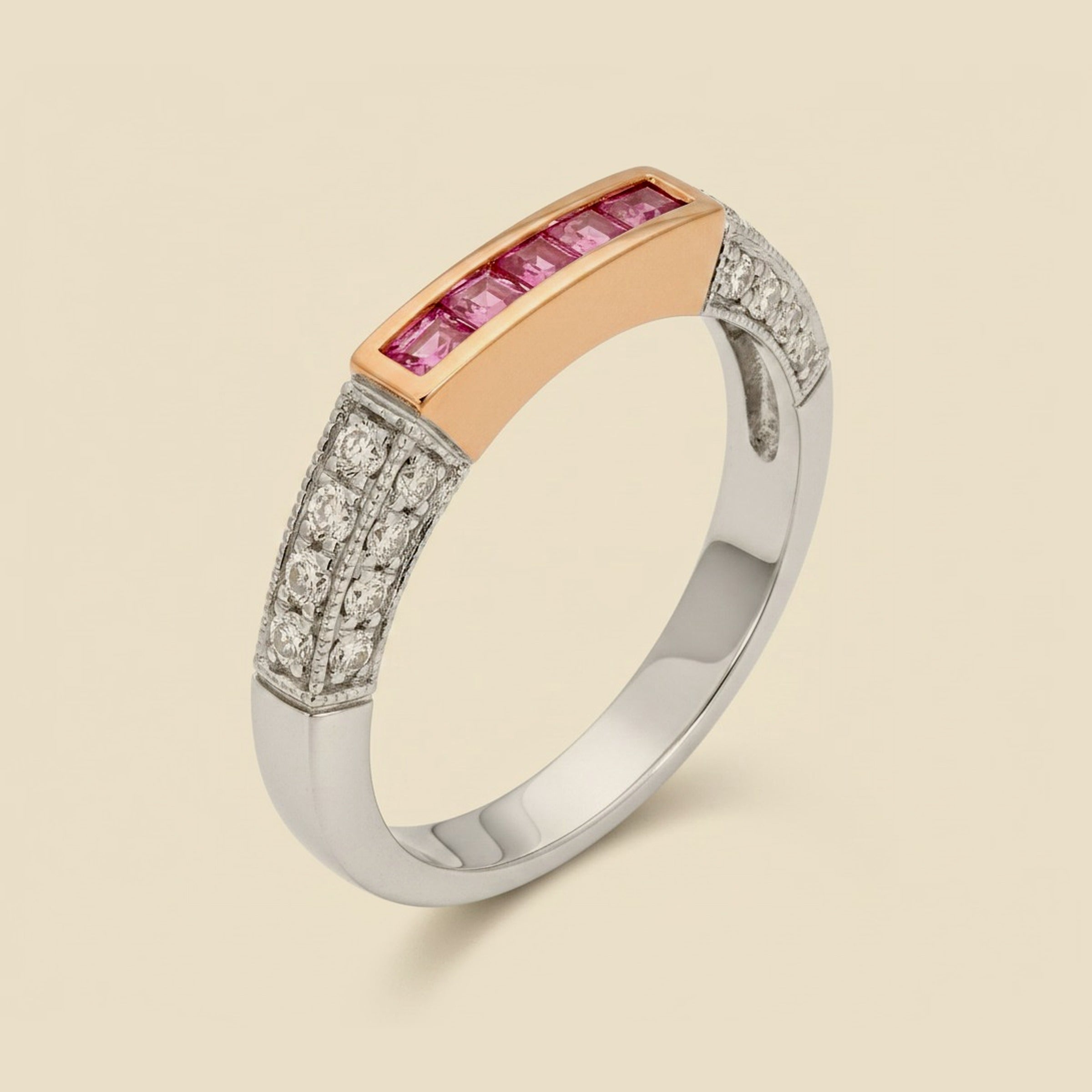 Martin Flyer Platinum & Rose Gold Wedding Band
