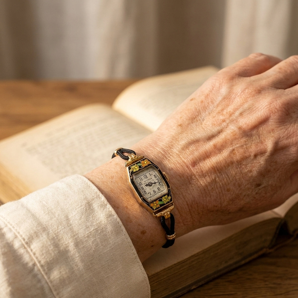 Eterna 14K Yellow Gold and Enamel Wristwatch