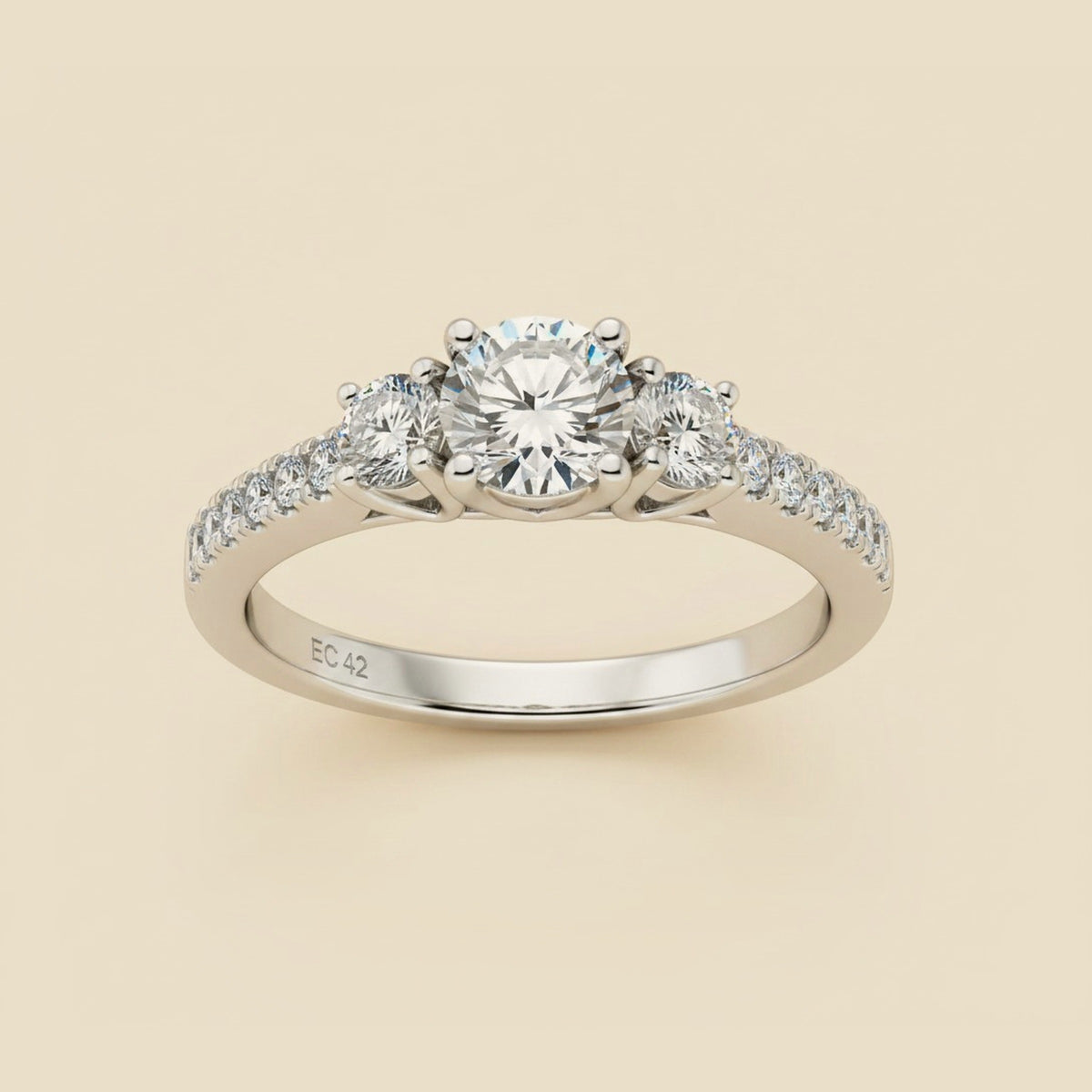 Platinum Three Stone Diamond Engagement Ring 1.07cts