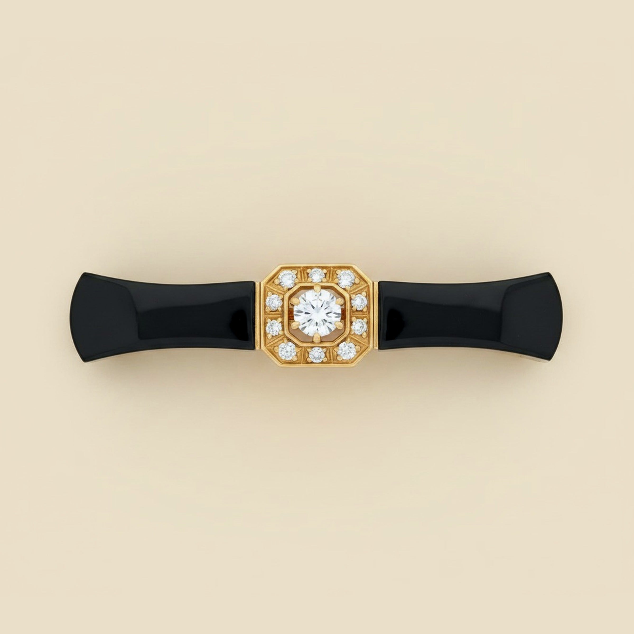 Onyx Bar Pin with a Rose Gold Pin