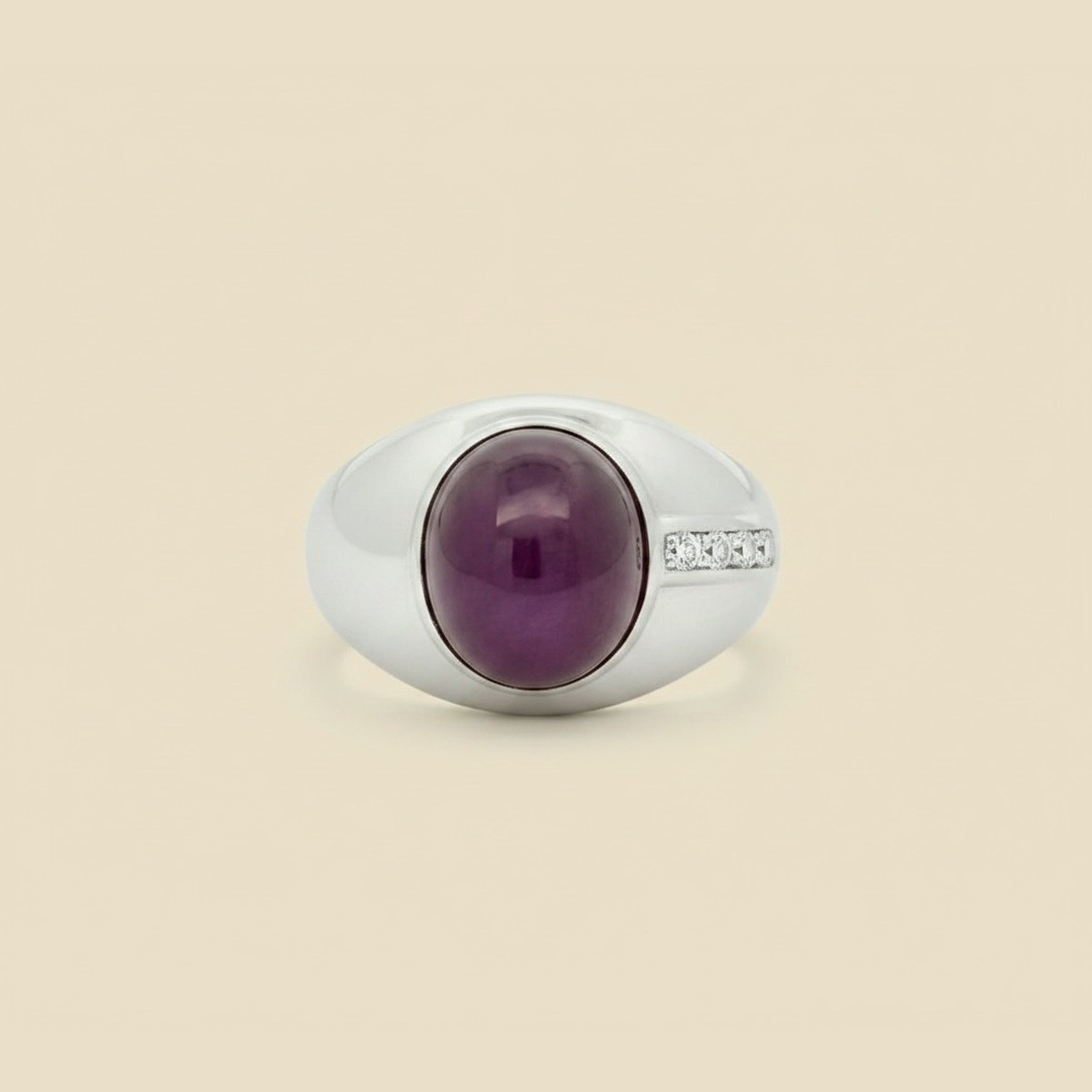 Platinum Cabochon Star Ruby & Diamond Cocktail Ring