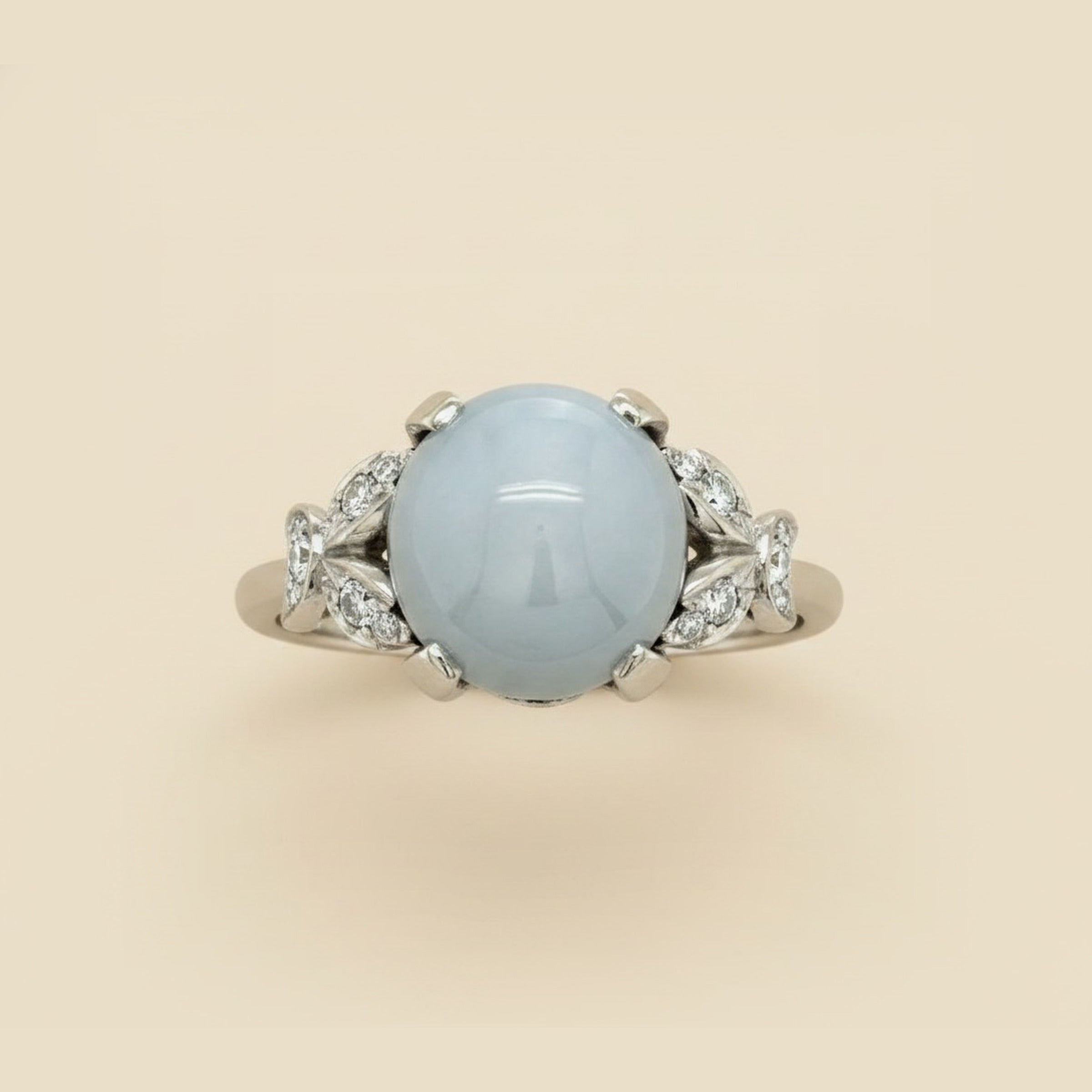 Platinum Cabochon Star Sapphire & Diamond Ring