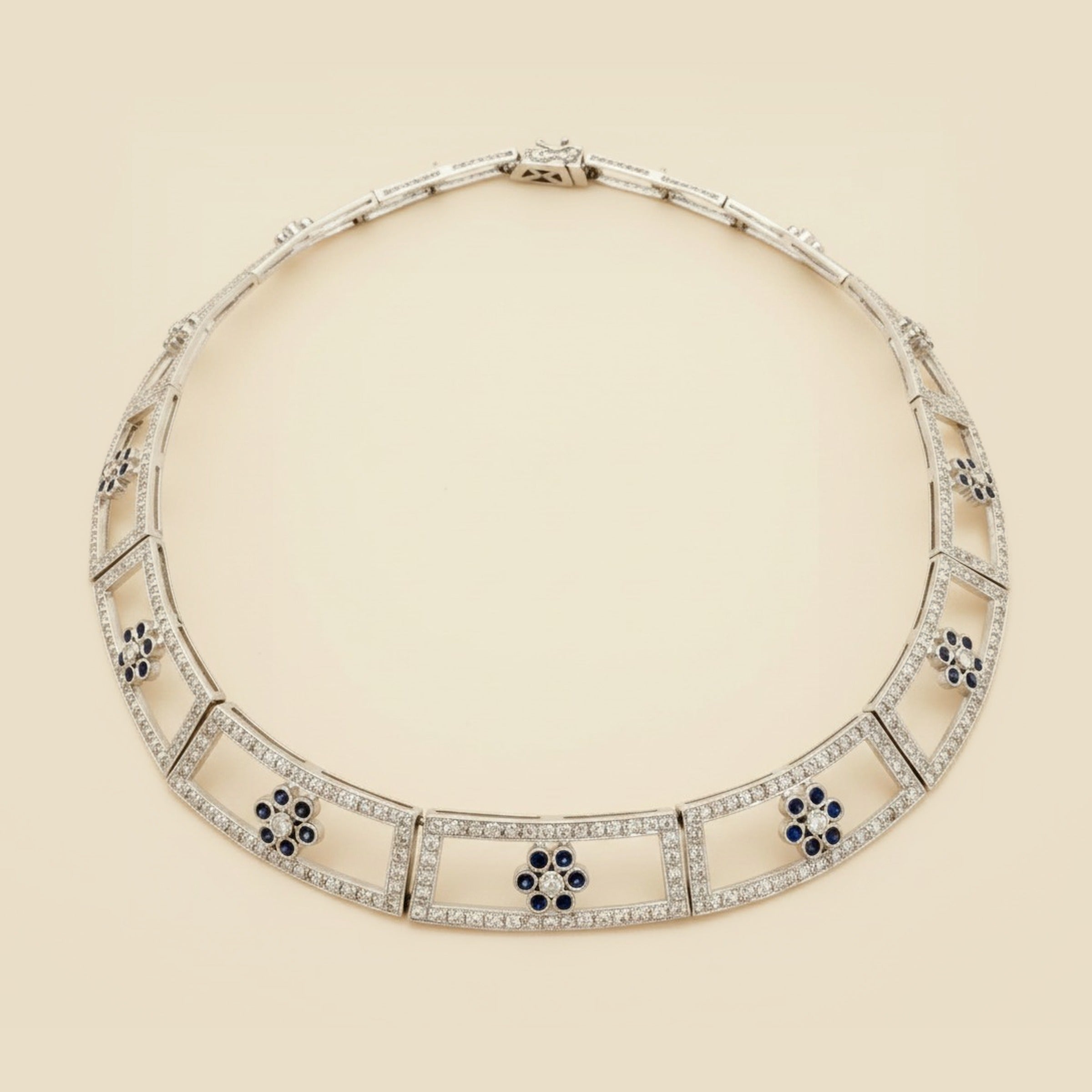 Platinum Diamond and Sapphire Choker – Empire Diamond