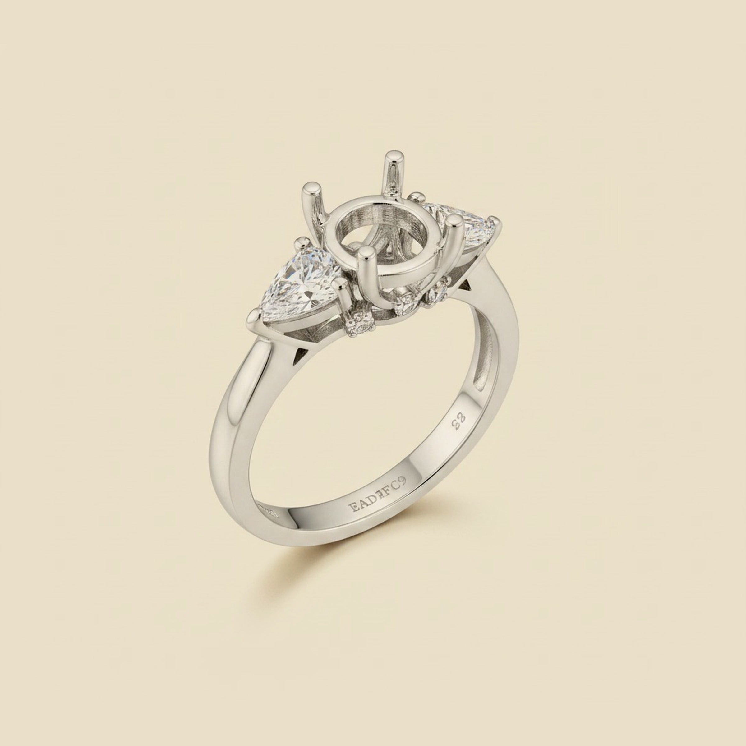 Platinum Engagement Ring - Lucida Style - 2 Pear Shaped