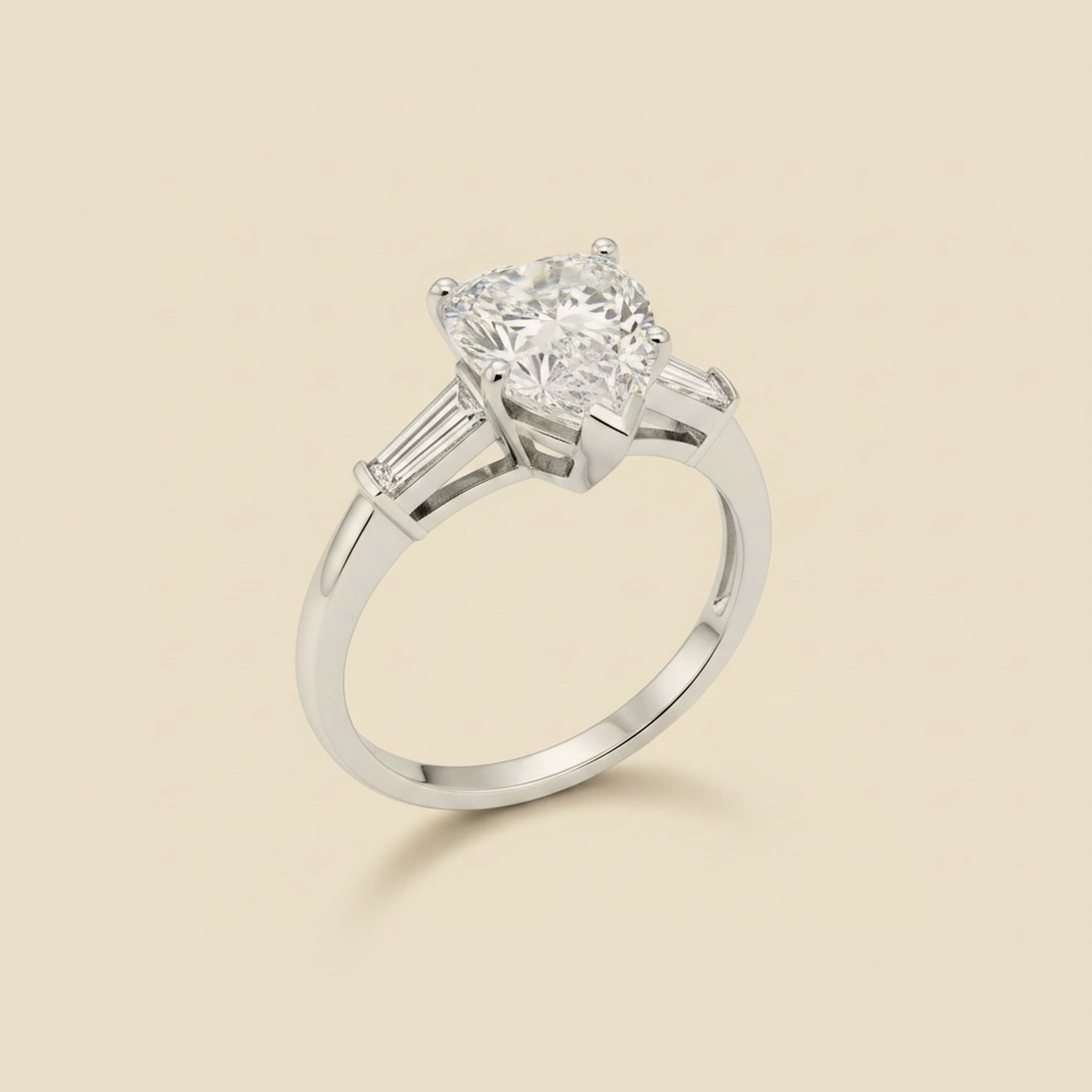 Platinum Pear Shaped Diamond Engagement Ring 2.65cts.