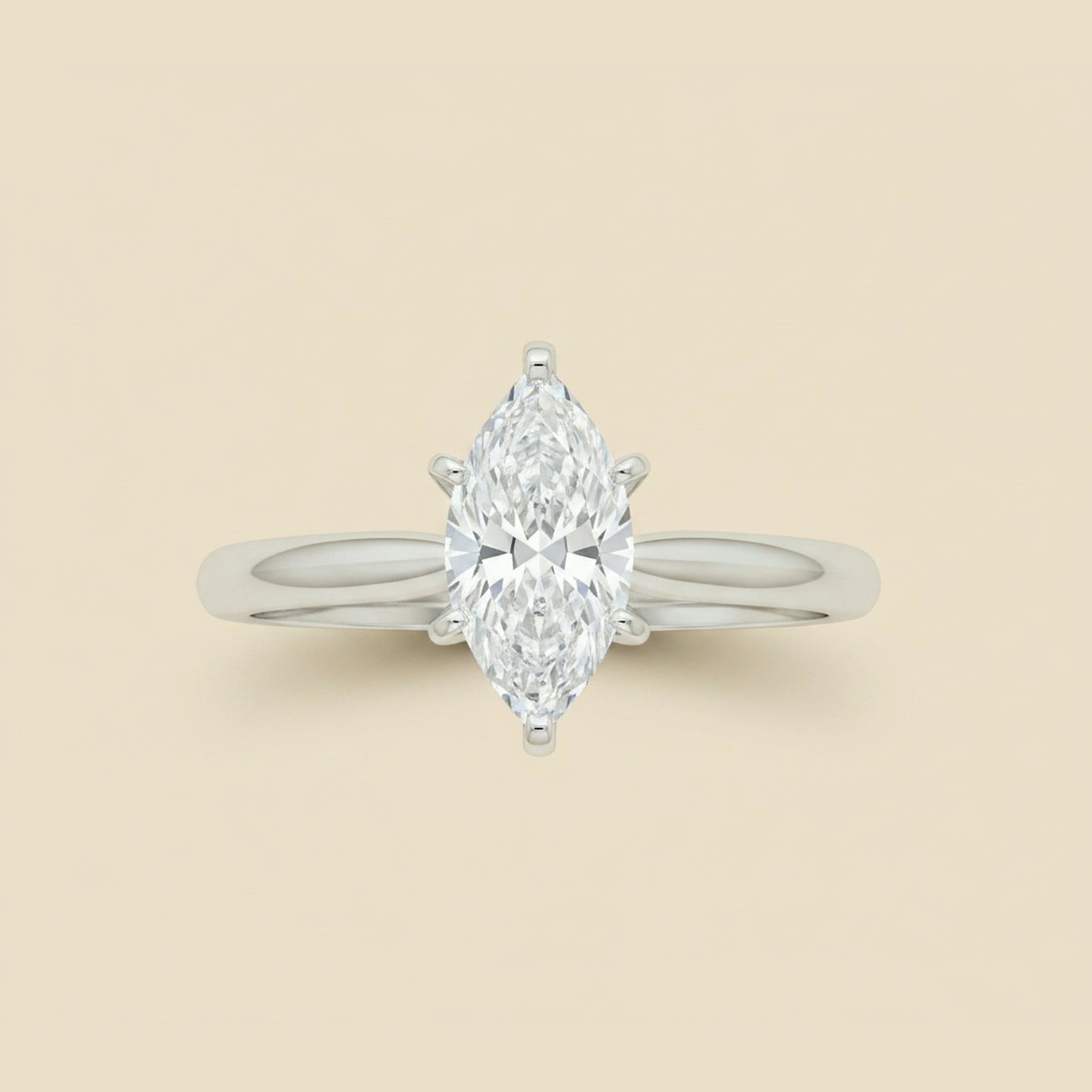 Platinum Solitaire Marquise Shaped Diamond Engagement Ring 1.64cts