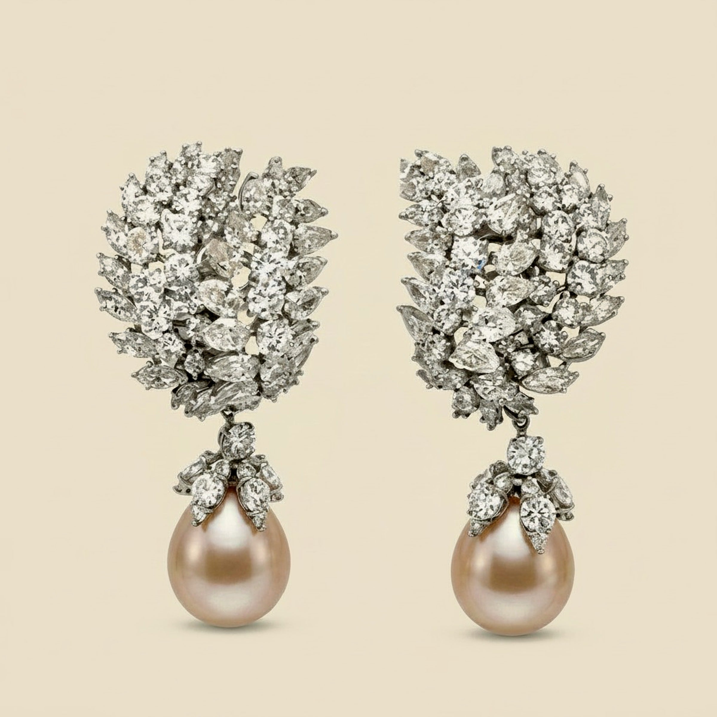 Platinum South Sea Pearl & Diamond Drop Earrings