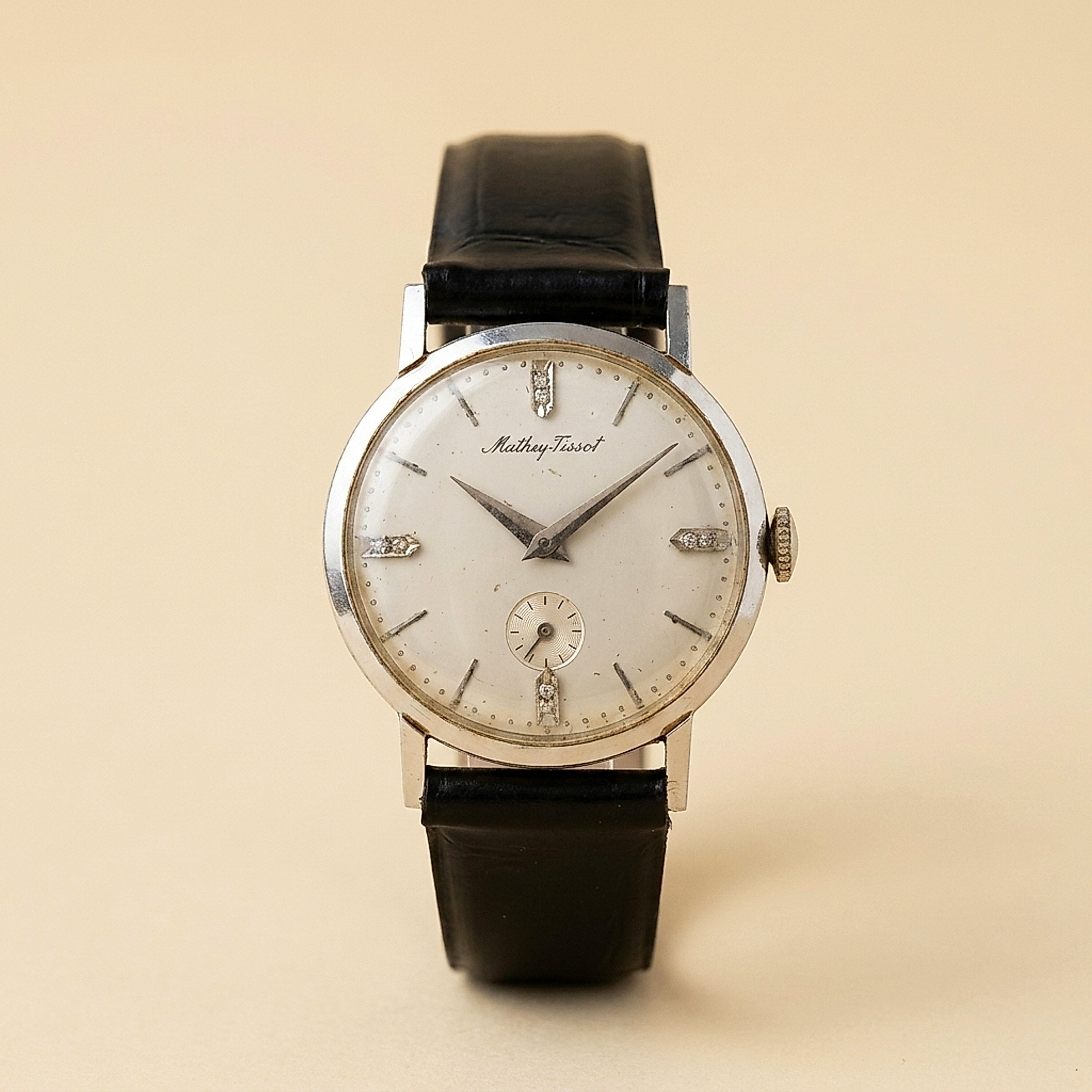 Gent's Mathey-Tissot 14K White Gold Diamond-Accented Wristwatch