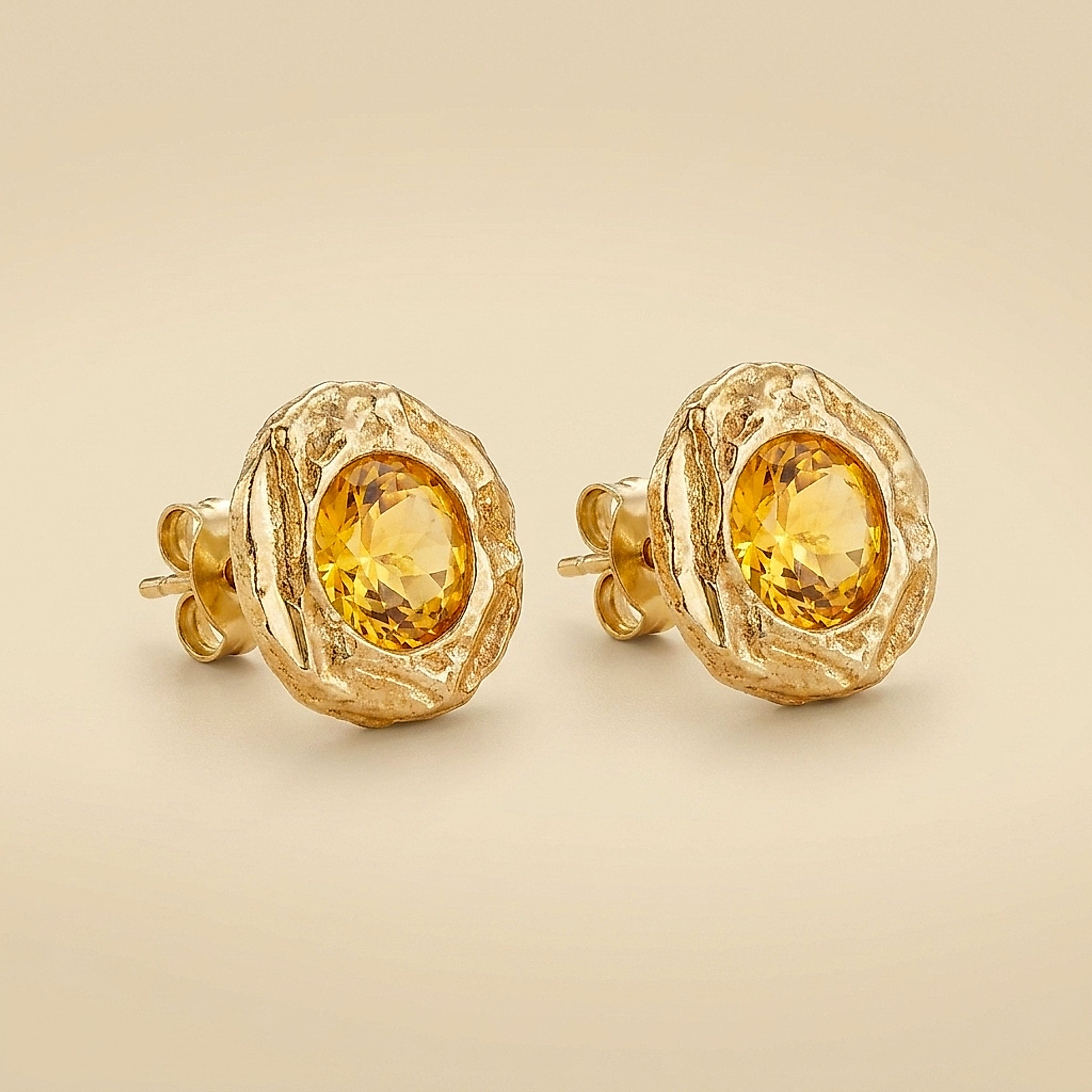 Handcrafted 14K Yellow Gold Citrine Earrings