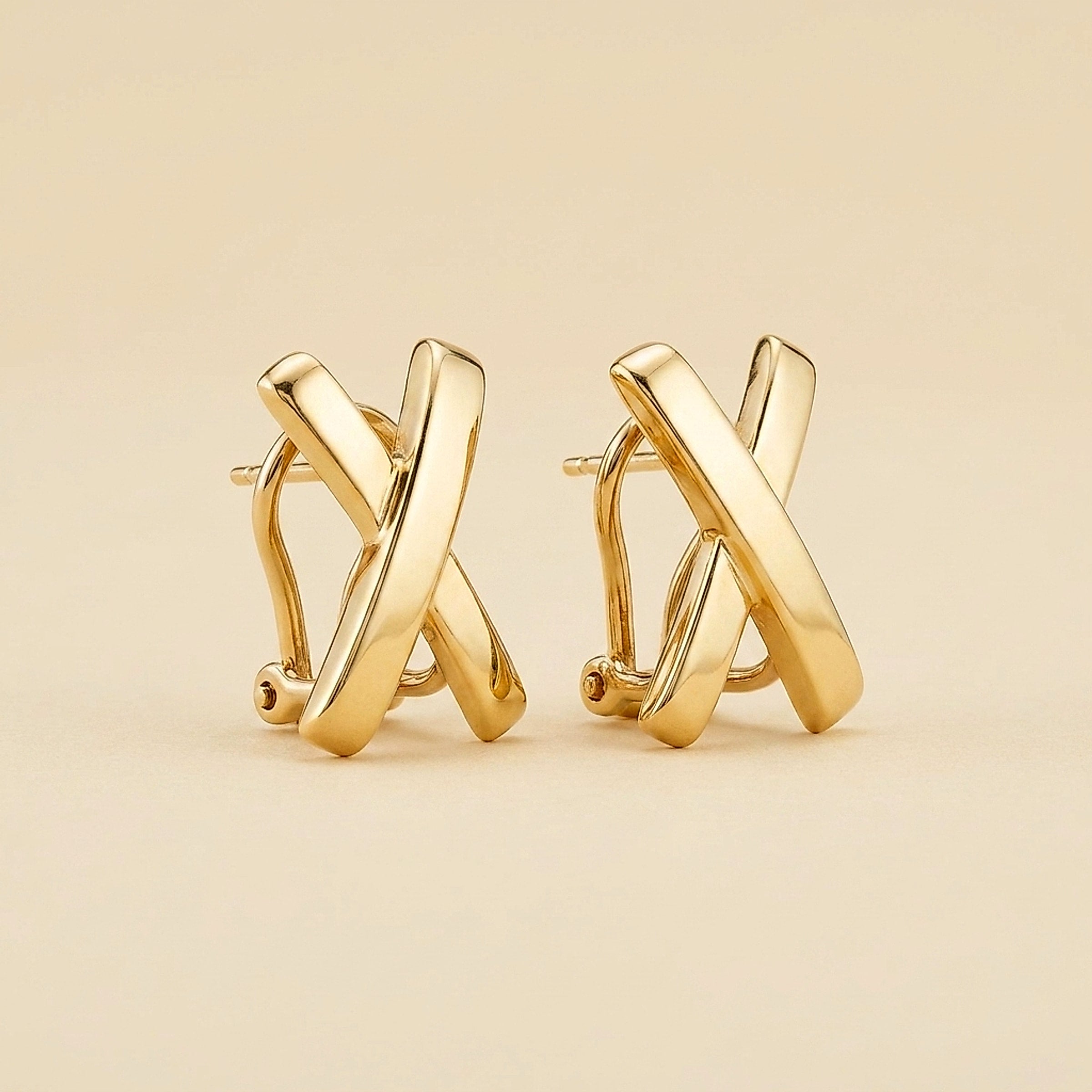 Tiffany & Co. 18K Yellow Gold Paloma Picasso "X" Earrings, 1984