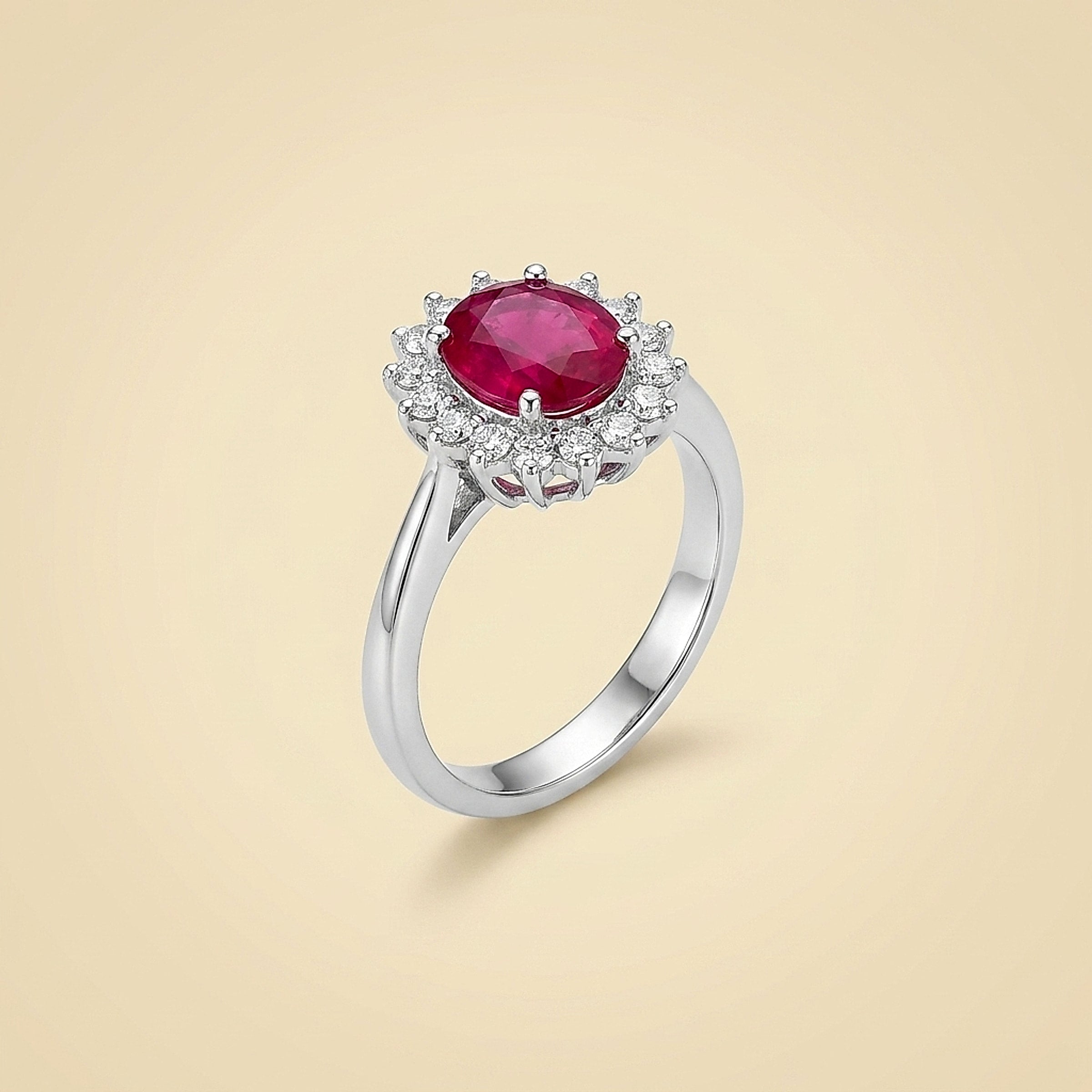 Natural Burma Ruby and Diamond Ring