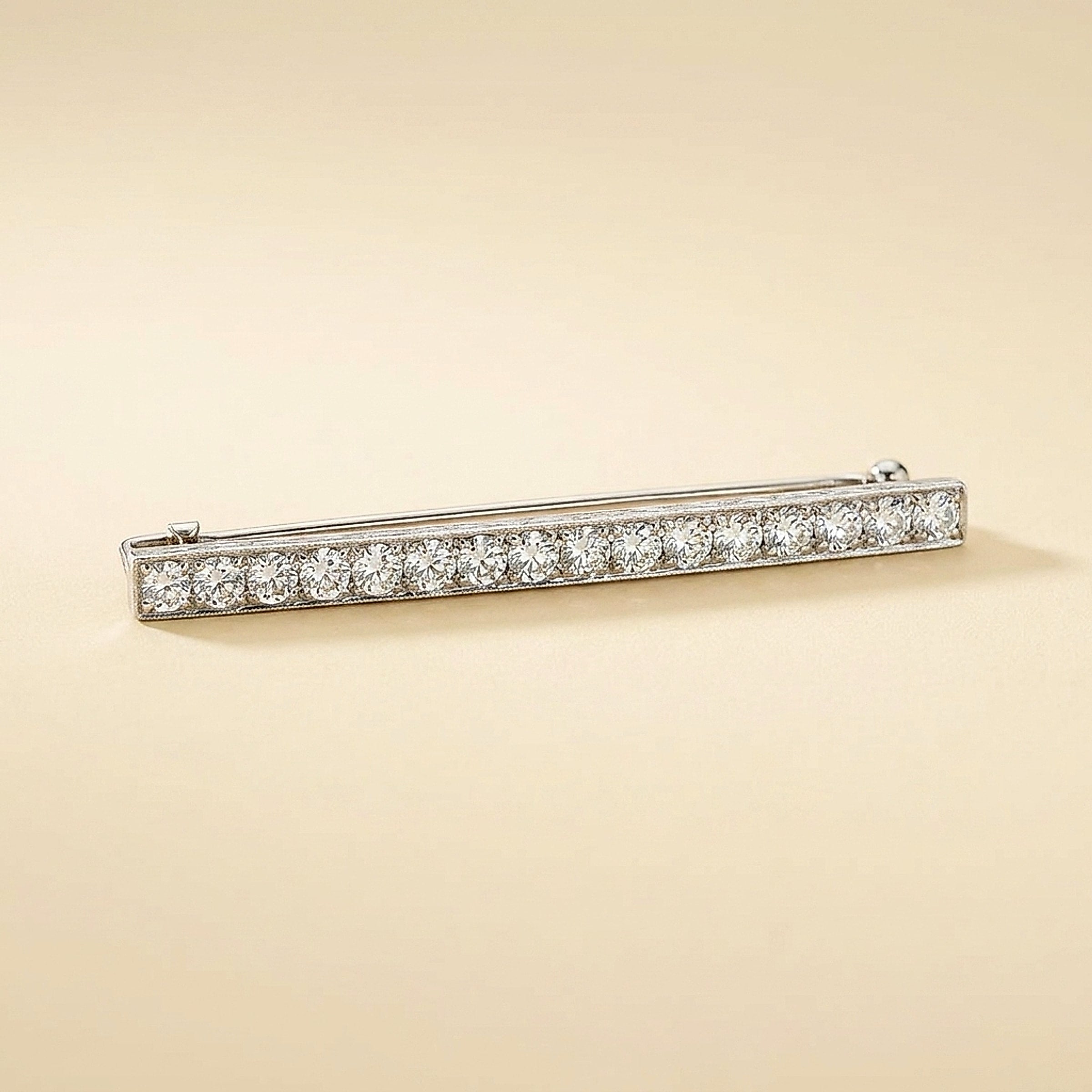 Marcus & Co. Art Deco Platinum and Diamond Bar Pin