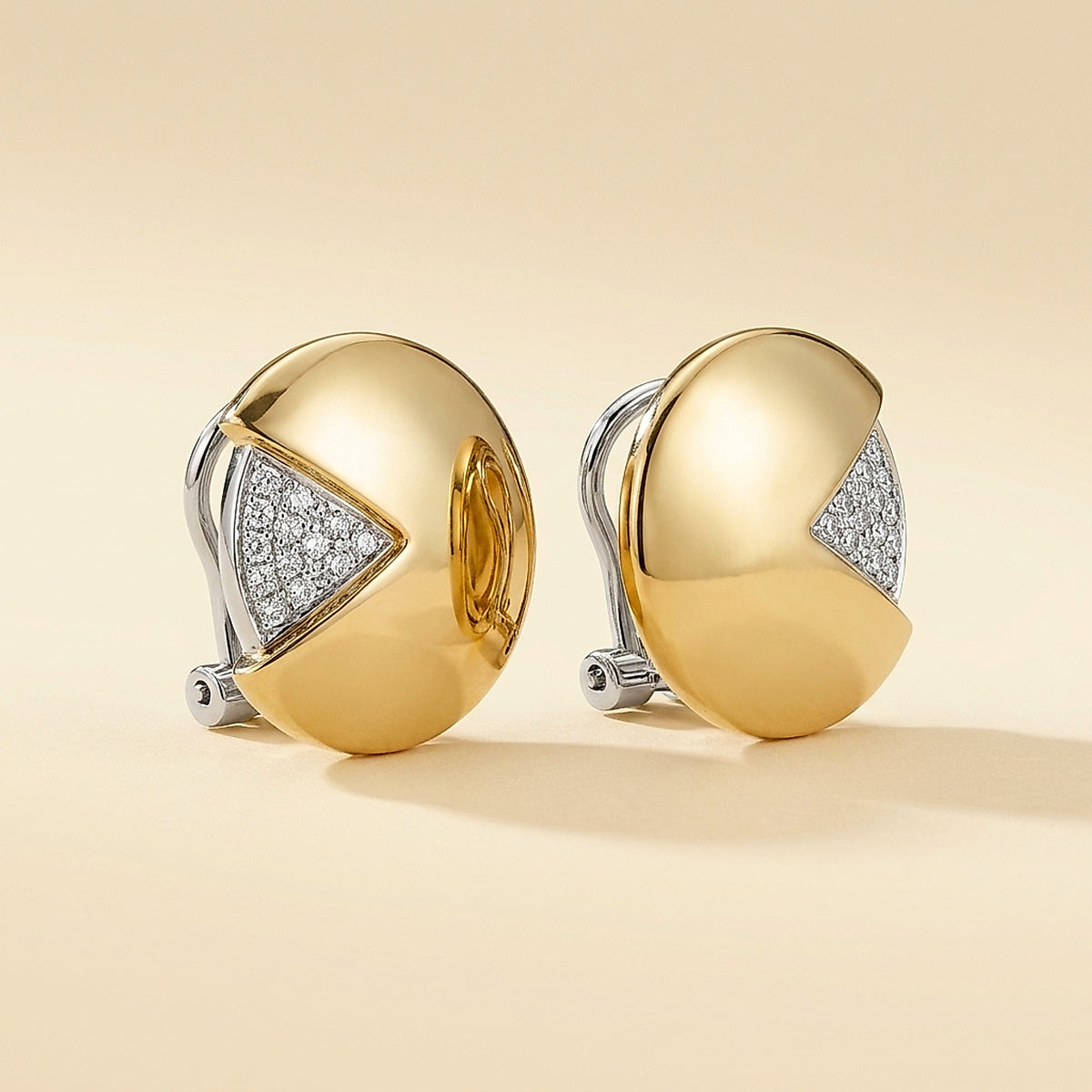 Two-Tone 18K Gold Pave Diamond Disc Earrings