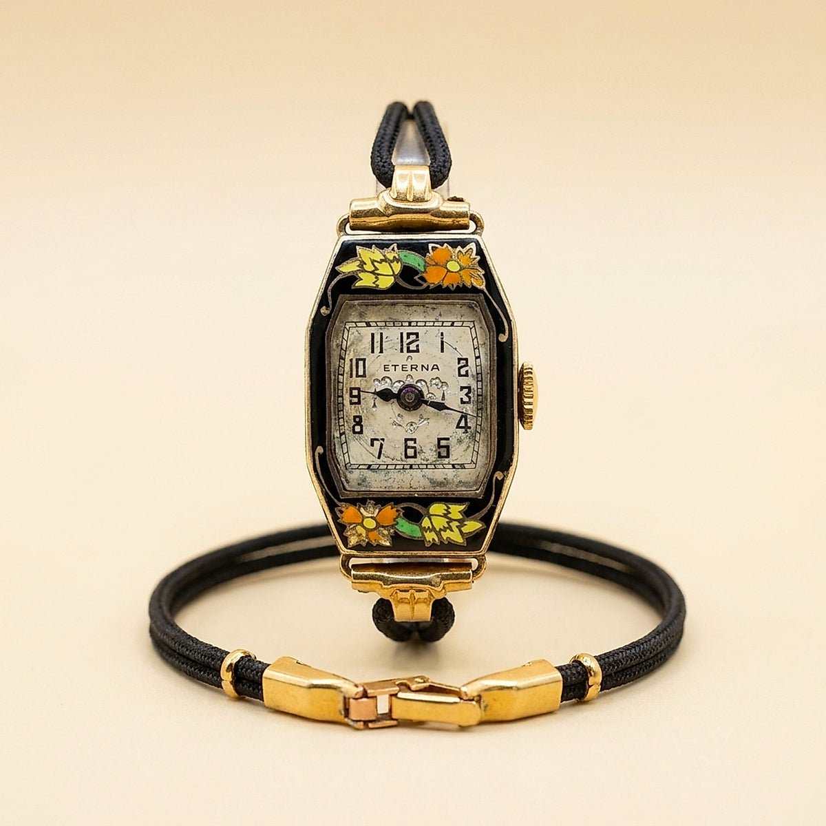 Eterna 14K Yellow Gold and Enamel Wristwatch