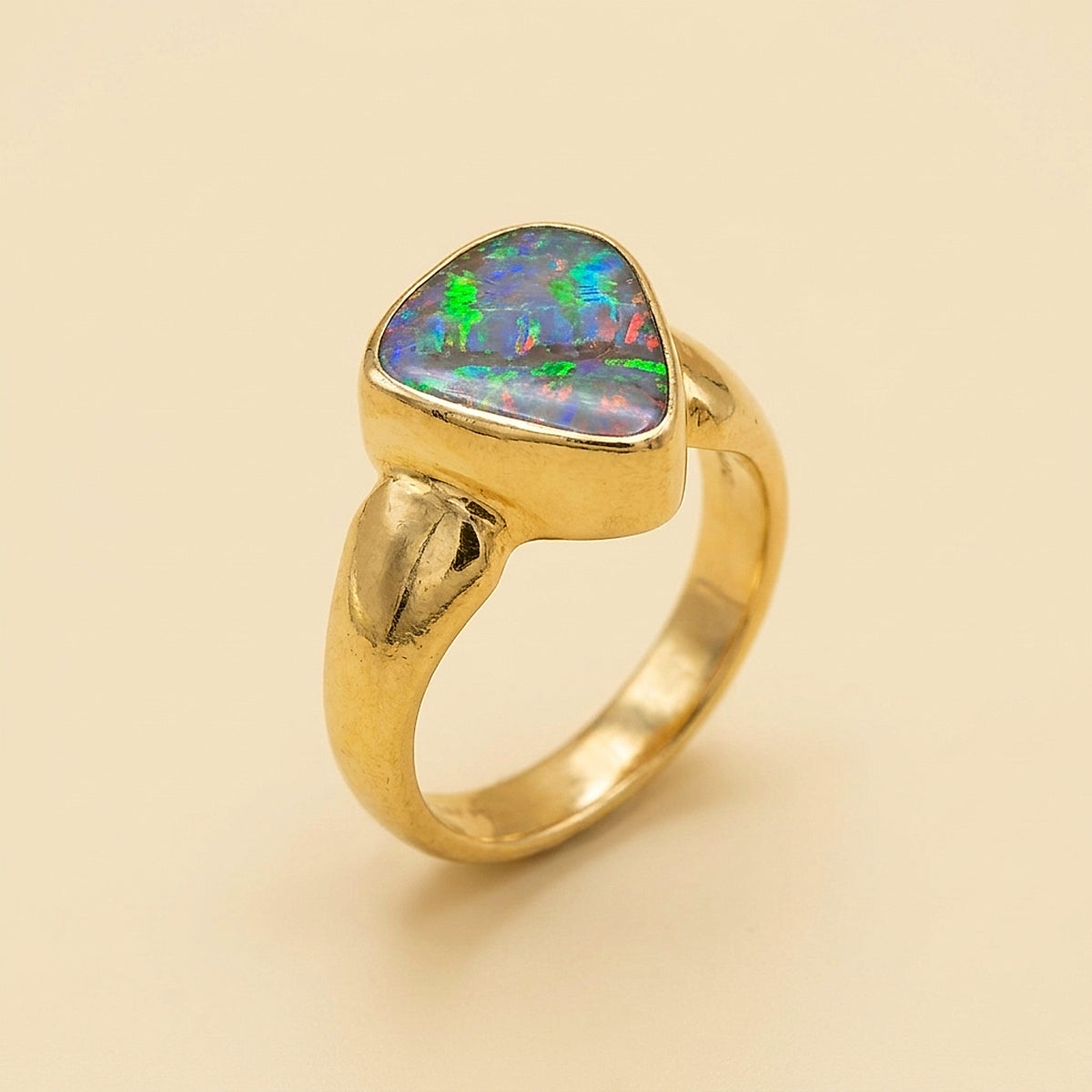 18K Yellow Gold Bezel-Set Opal Ring