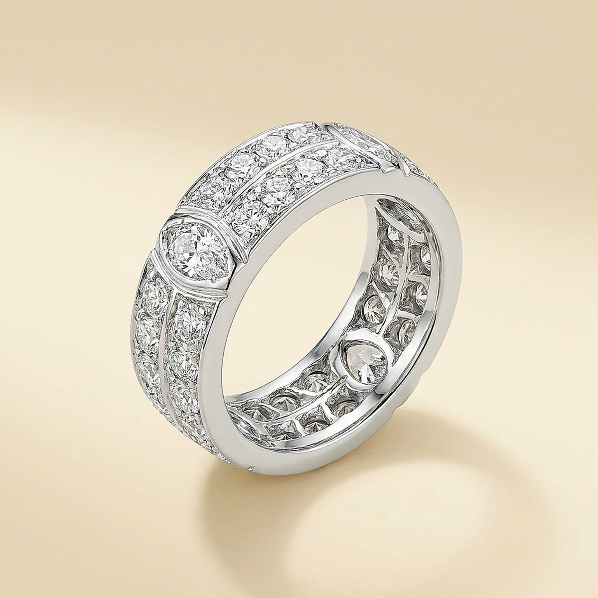 Platinum Double-Row Diamond Eternity Band