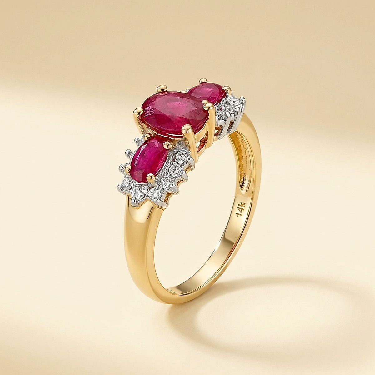 14K Yellow Gold Ruby and Diamond Ring