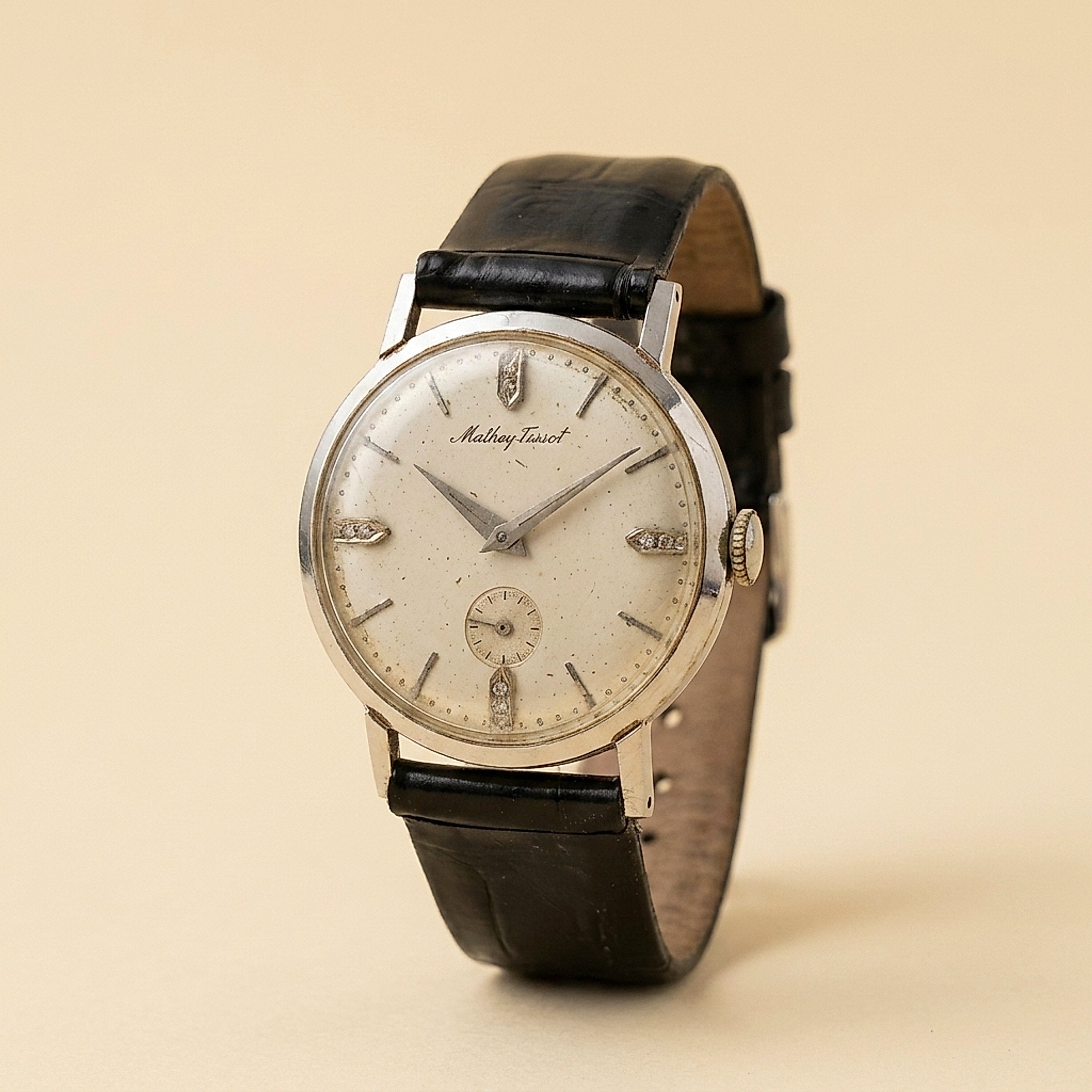 Gent's Mathey-Tissot 14K White Gold Diamond-Accented Wristwatch