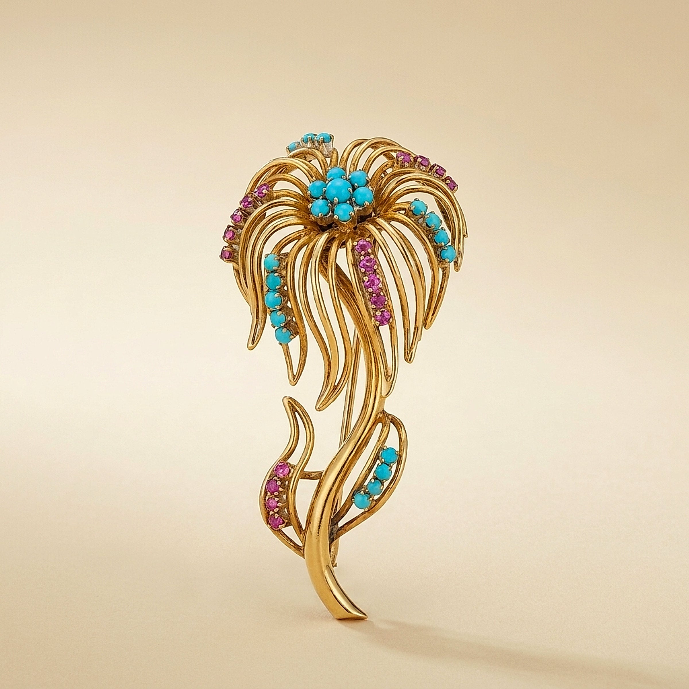 Yellow Gold Open Work Flower Pin/Brooch