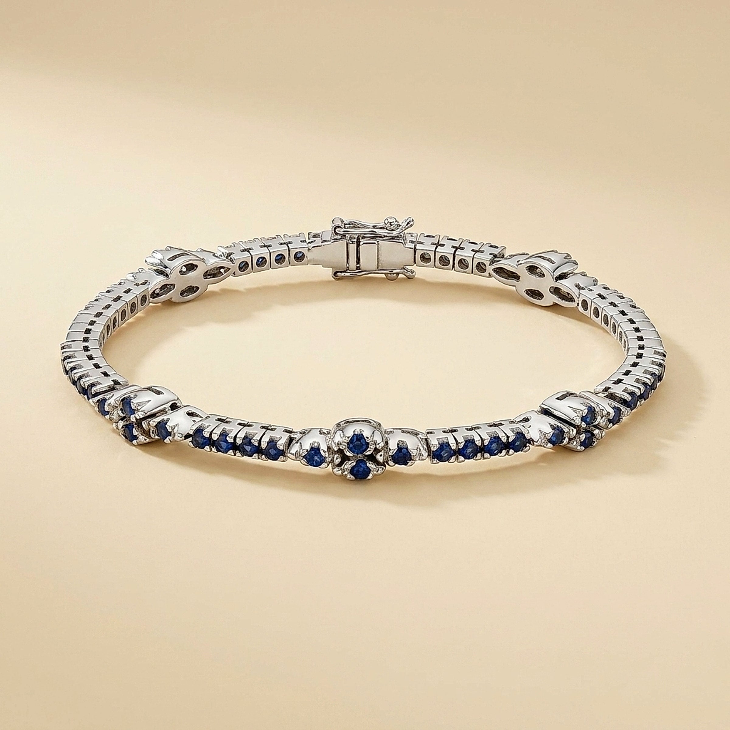 18K White Gold Sapphire Flex Cuff Bangle Bracelet
