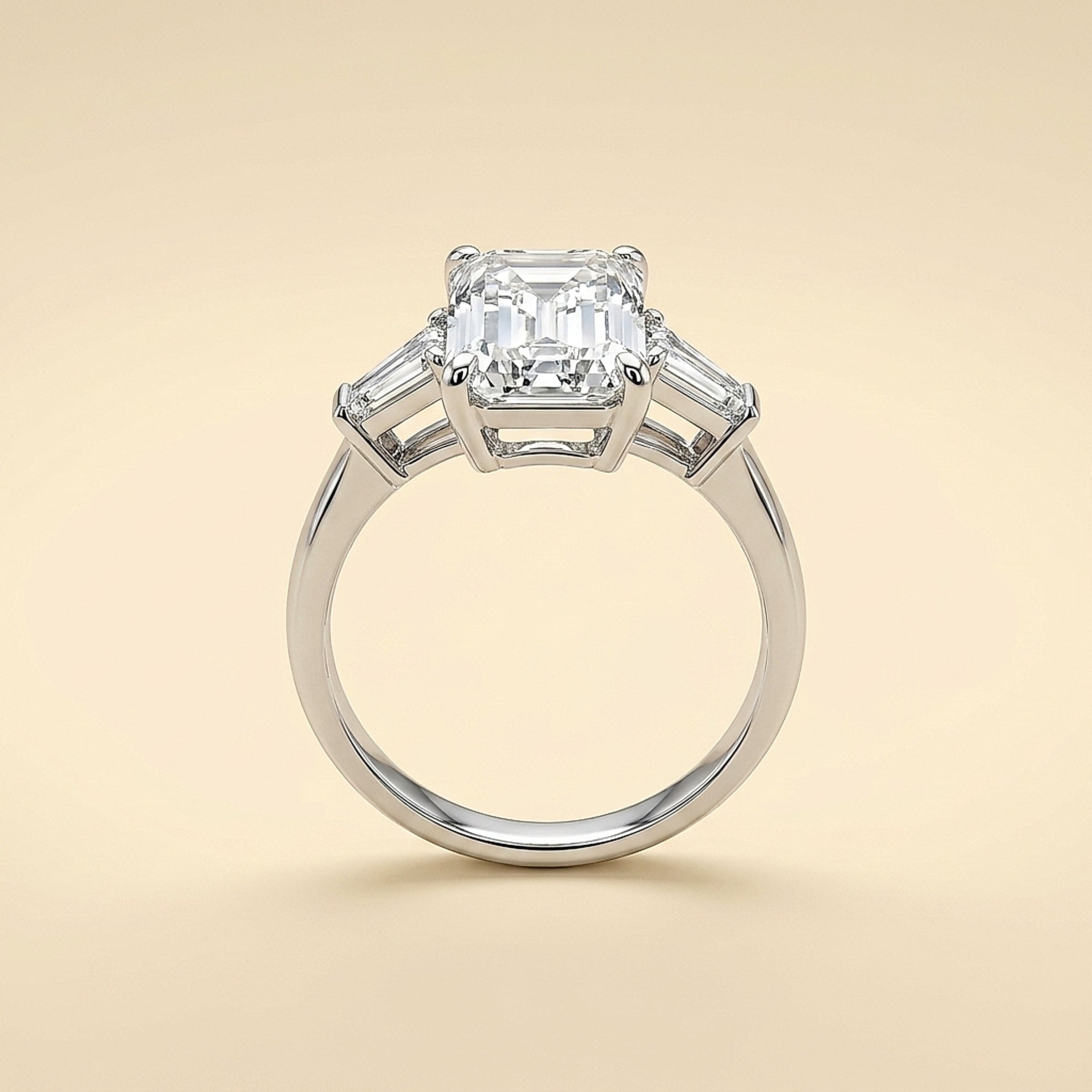 3.06ct. Emerald Cut Diamond and Platinum Engagement Ring