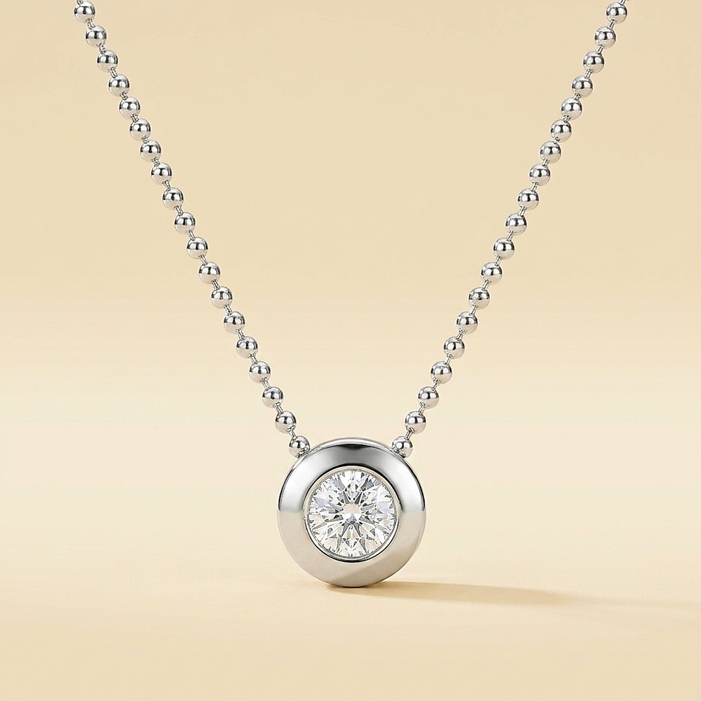 14K White Gold Diamond Donut Slide Pendant Necklace
