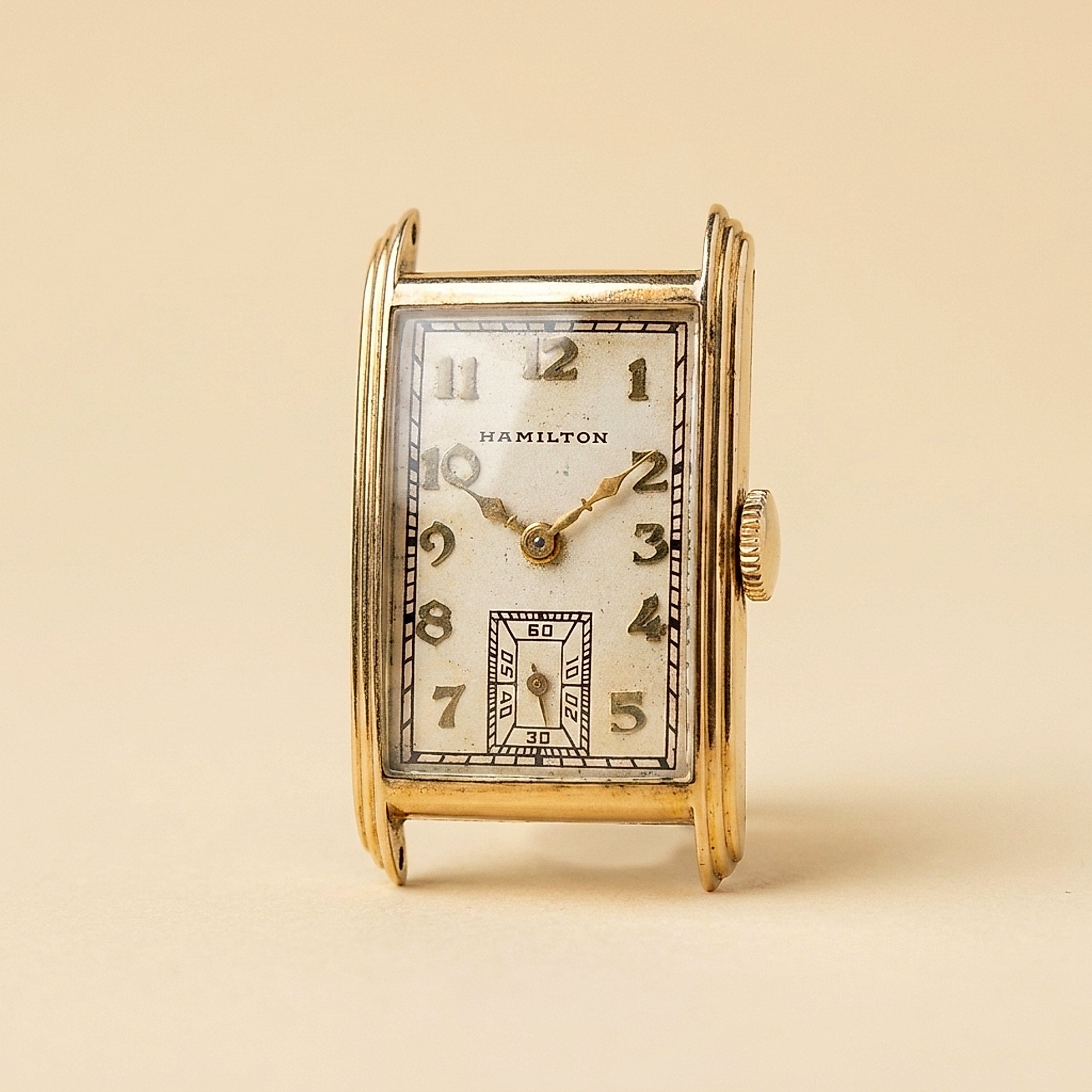 Hamilton Sherwood/Seneca 14K Yellow Gold Art Deco Tank Watch