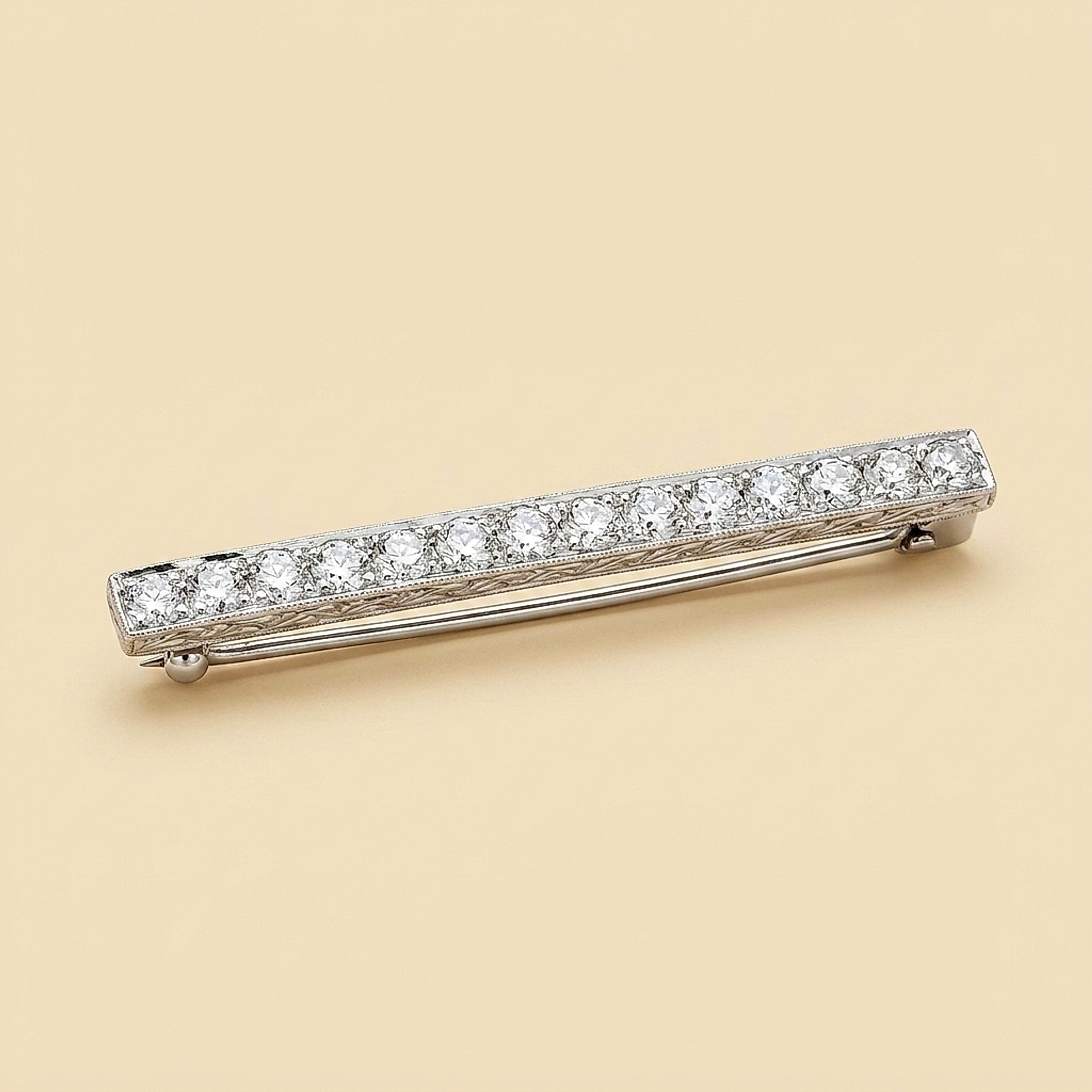 Marcus & Co. Art Deco Platinum and Diamond Bar Pin