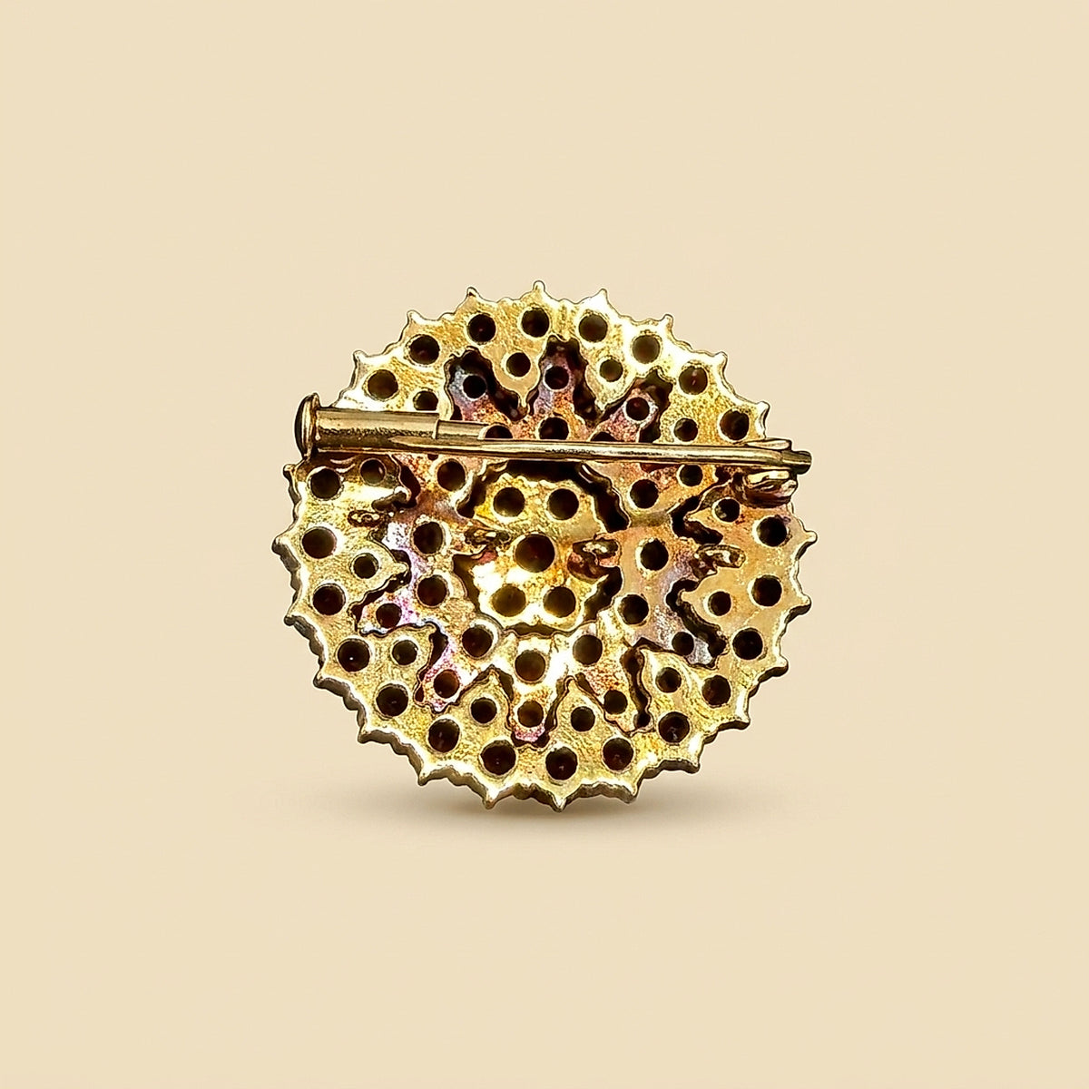 Victorian 14K Yellow Gold and Garnet Circle Pin
