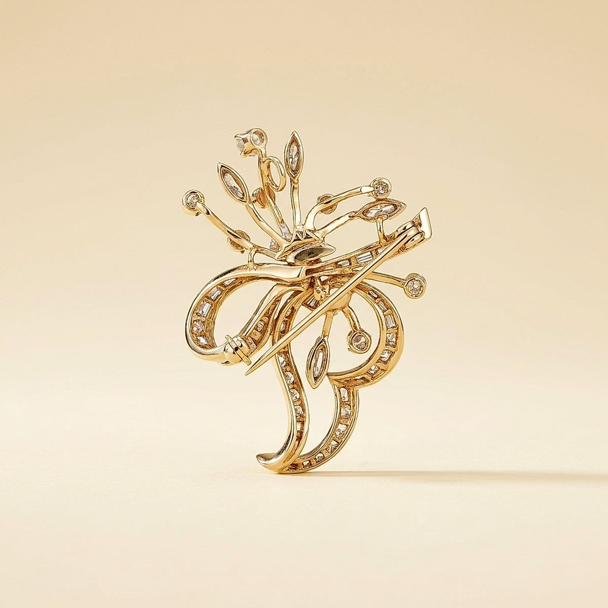 Platinum and Diamond Spray Pin, ca. 1950s