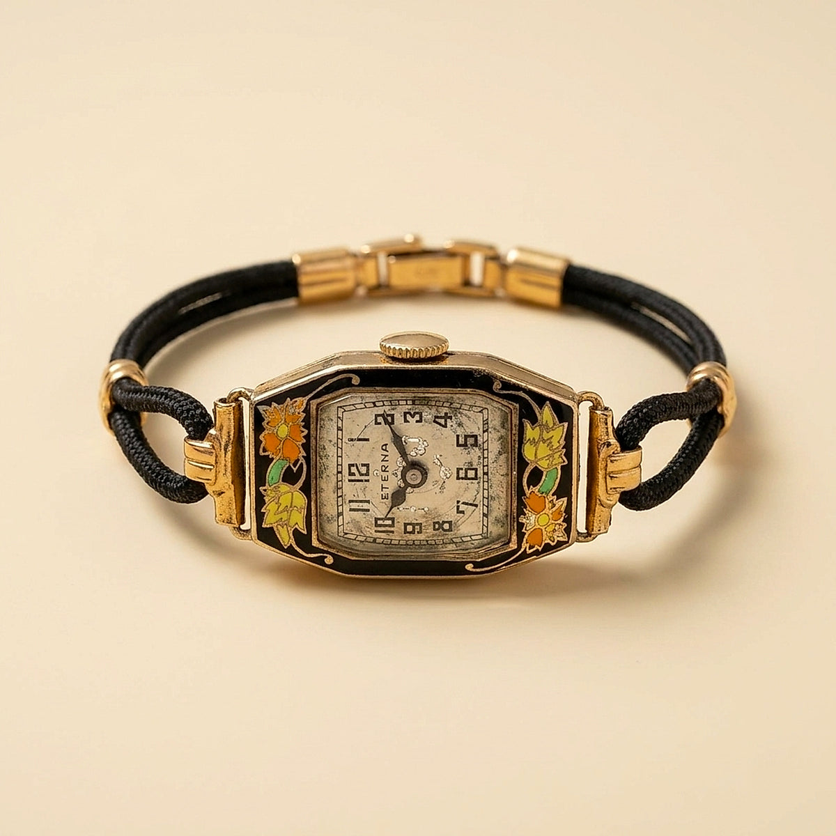 Eterna 14K Yellow Gold and Enamel Wristwatch