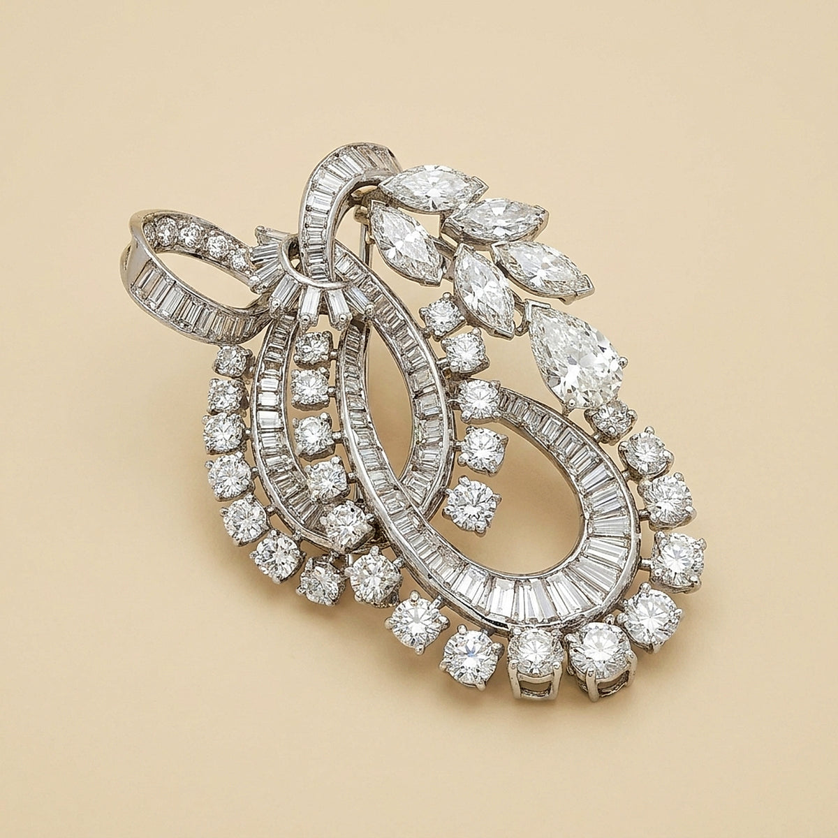 Large Platinum Brooch and Pendant