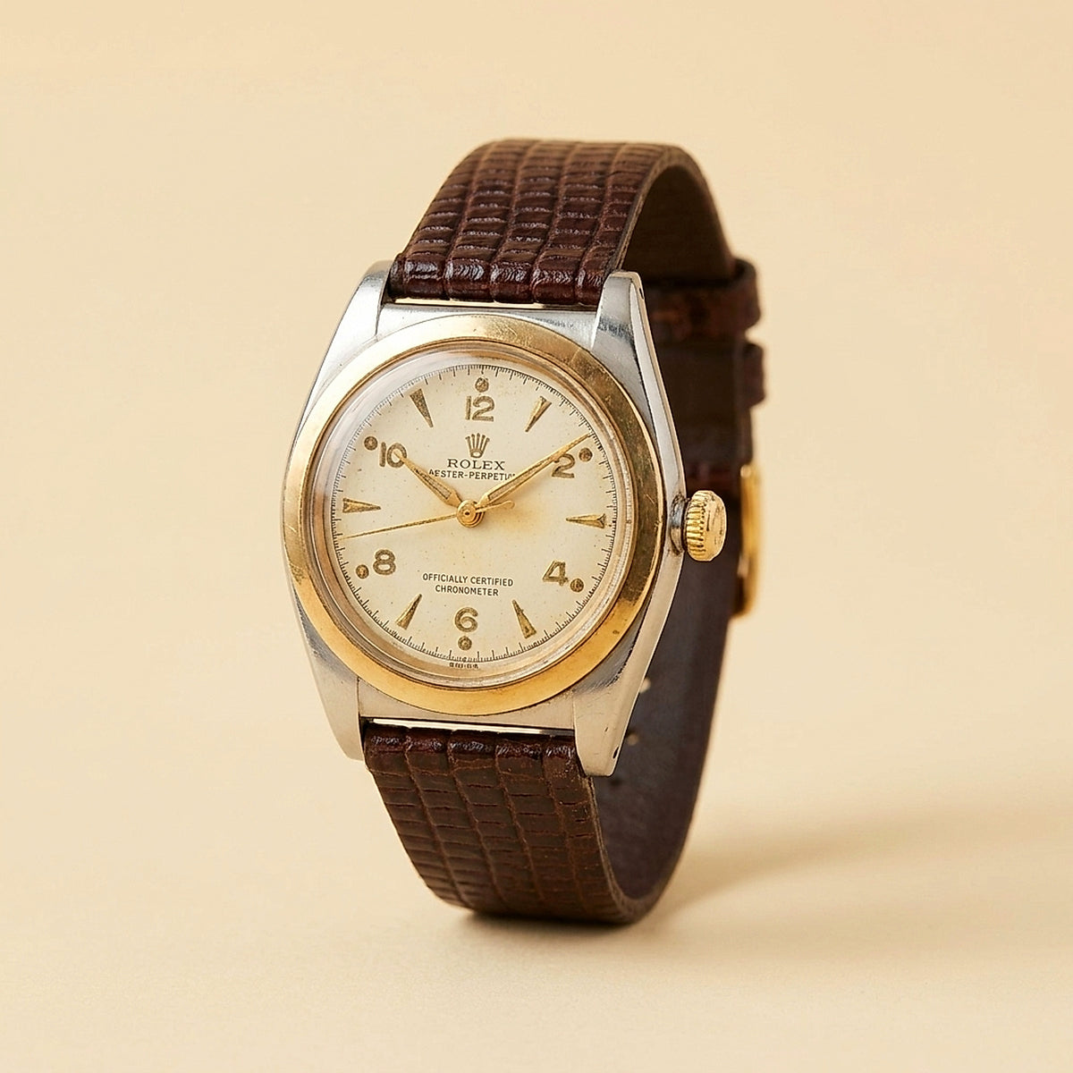 Rolex Bubbleback Reference 3372 Stainless Steel and 14K Yellow Gold Watch
