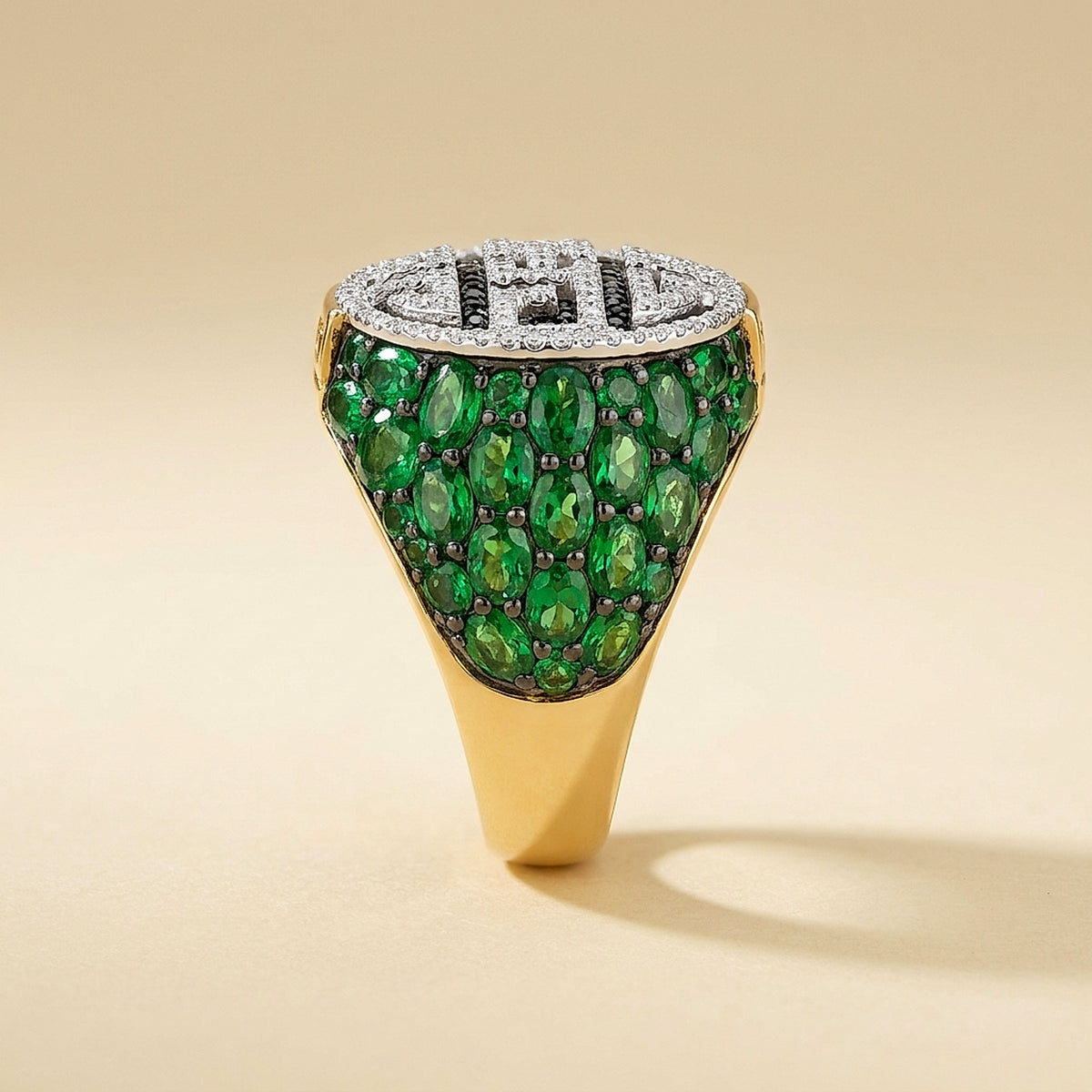 18K Yellow Gold Tsavorite and Diamond Cocktail Ring