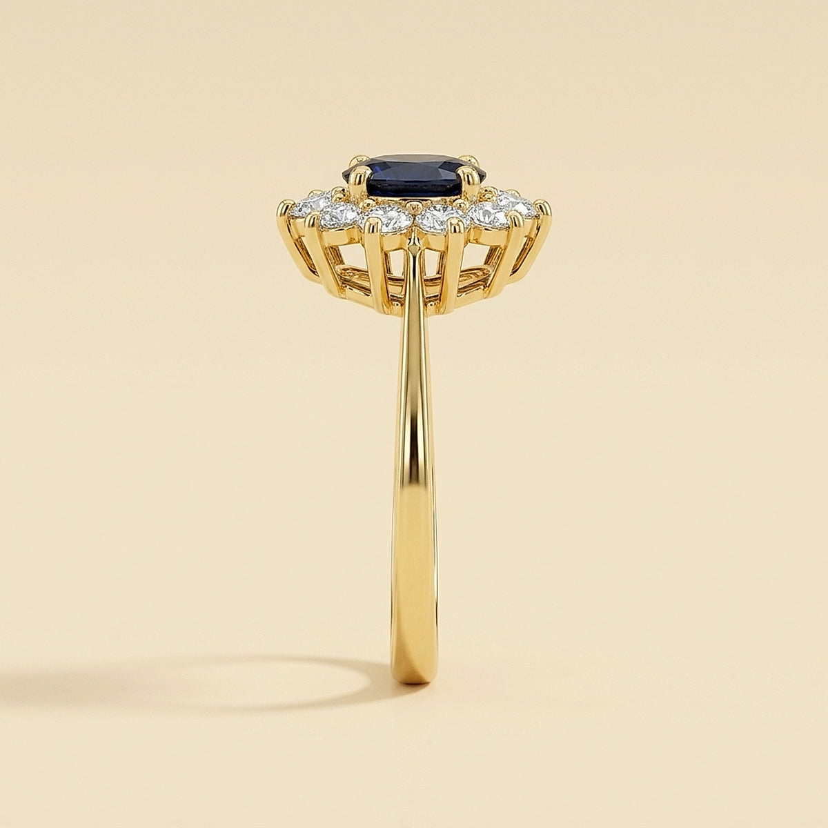 18K Yellow Gold Sapphire and Diamond Cocktail Ring