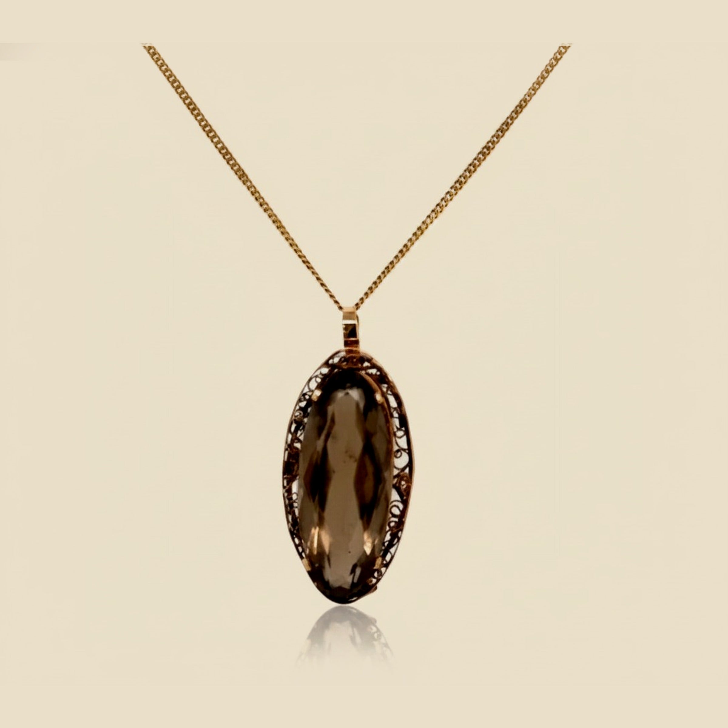 Rose Gold 10k Smoky Topaz Pendant/Pin