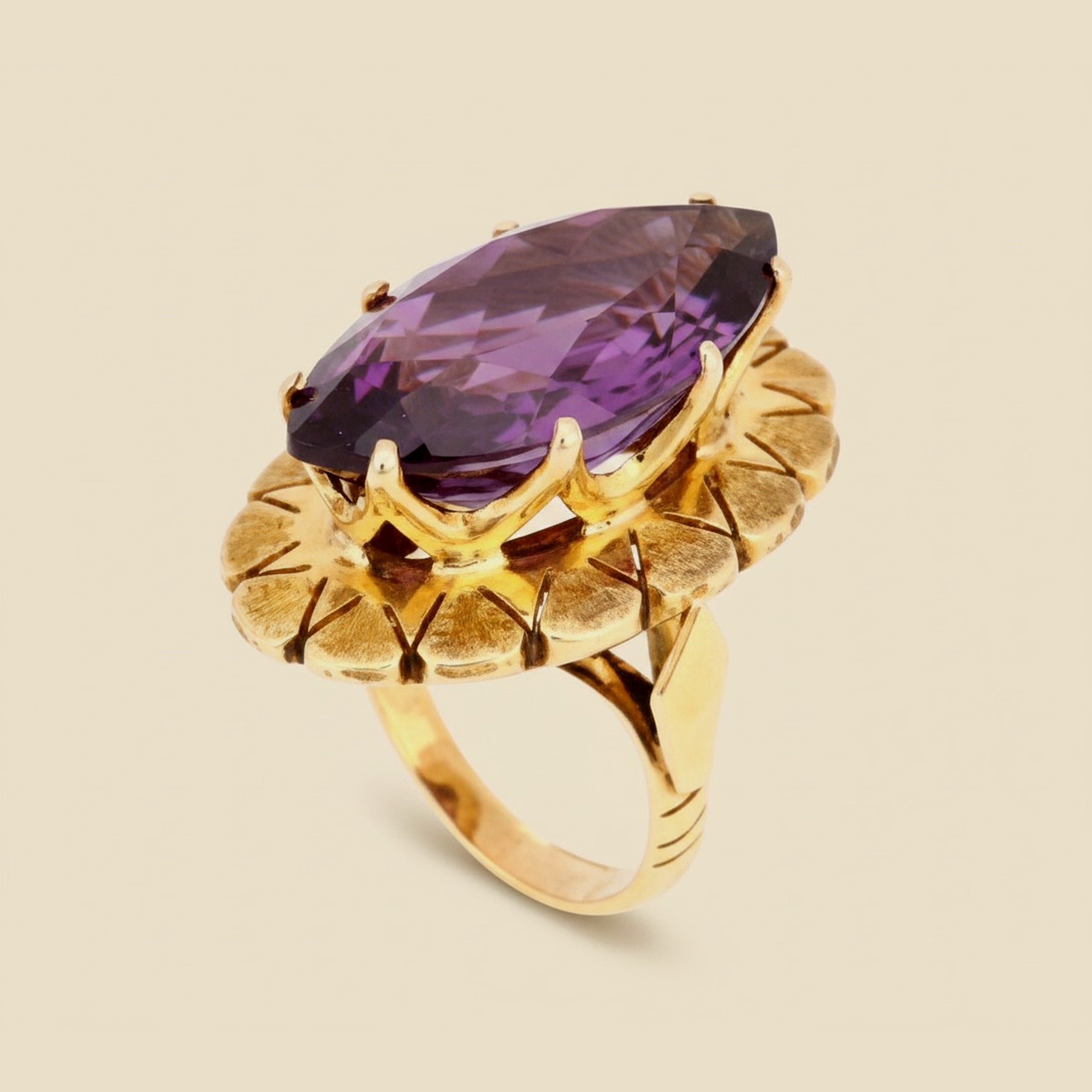 Rose Gold 8-Prong Crown Set Marquise Amethyst Ring – Empire Diamond