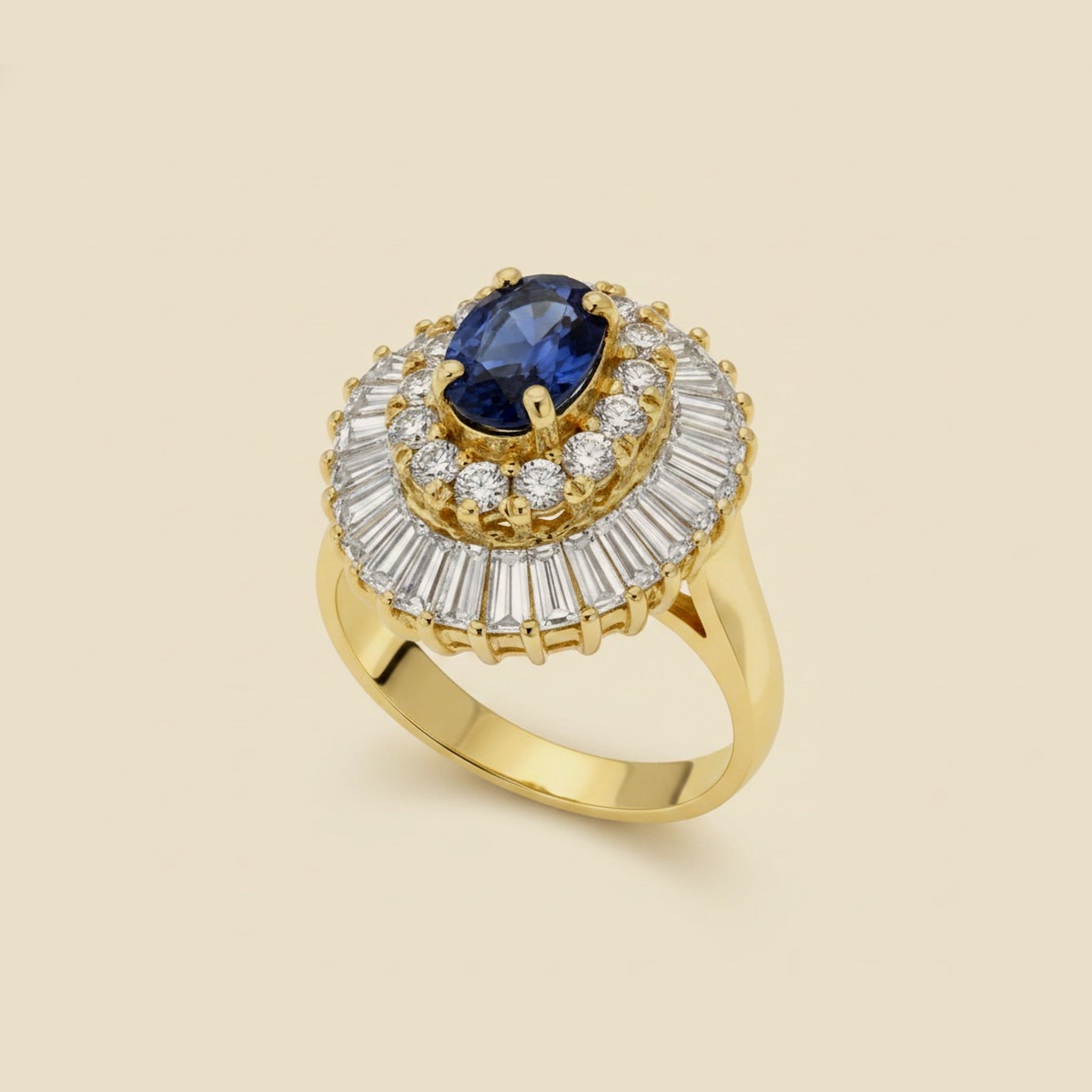 Sapphire & Diamond Ballerina Ring