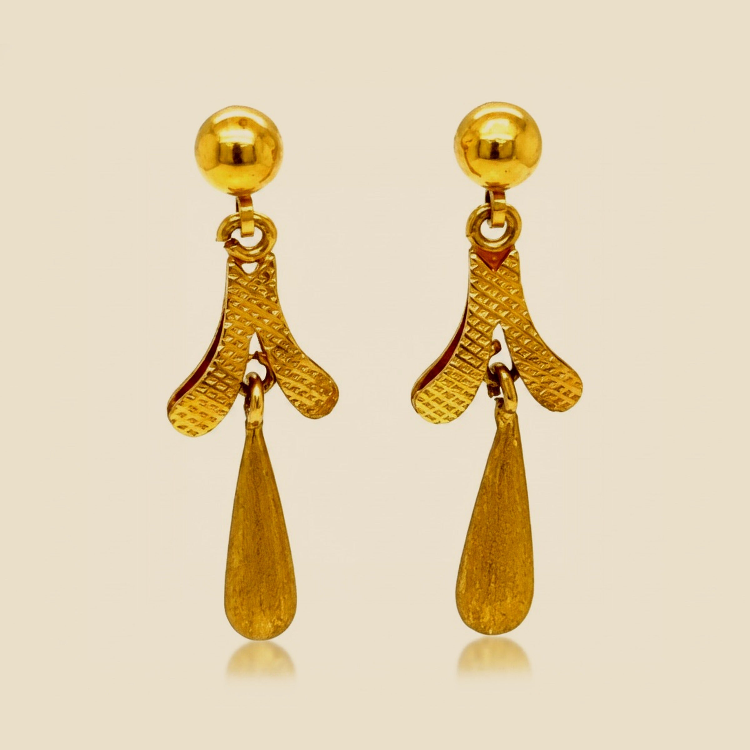 Signed Italy Yellow Gold Crisscross & Light Brushed Finish Drop – Empire Diamond